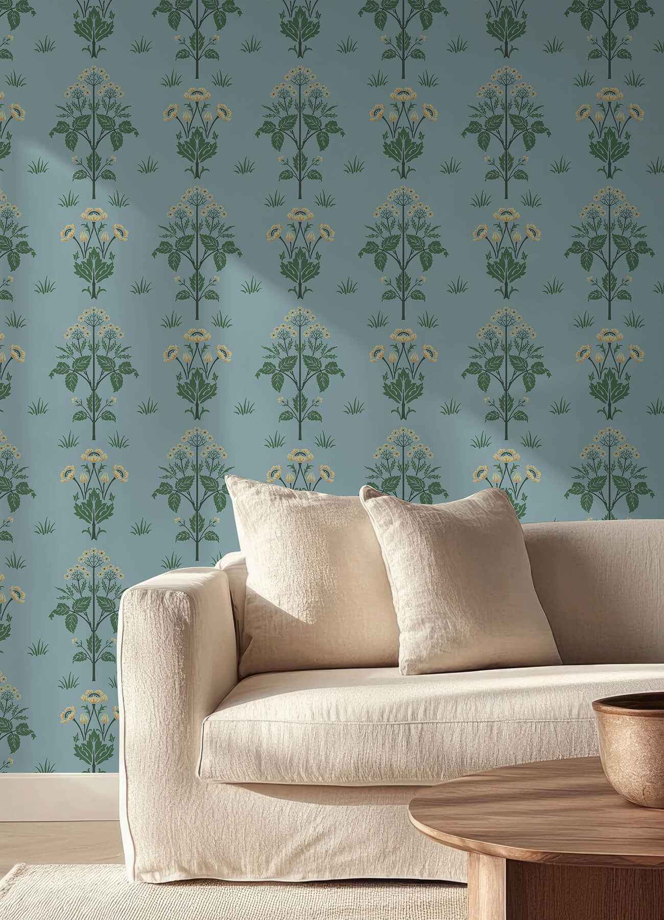 Meadow Sweet Woad and Forest Peel and Stick Wallpaper - York Wallcoverings - MCS6604 - York Wallcoverings Wallpaper
