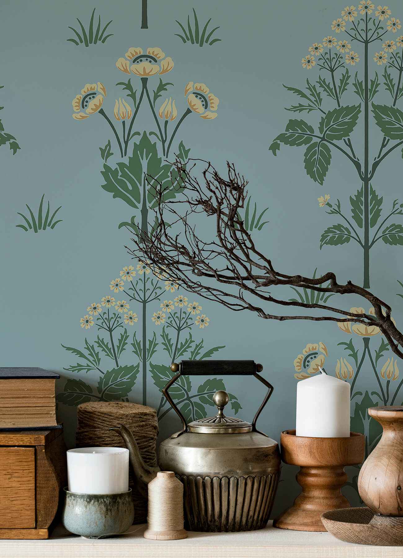 Meadow Sweet Woad and Forest Peel and Stick Wallpaper - York Wallcoverings - MCS6604 - York Wallcoverings Wallpaper
