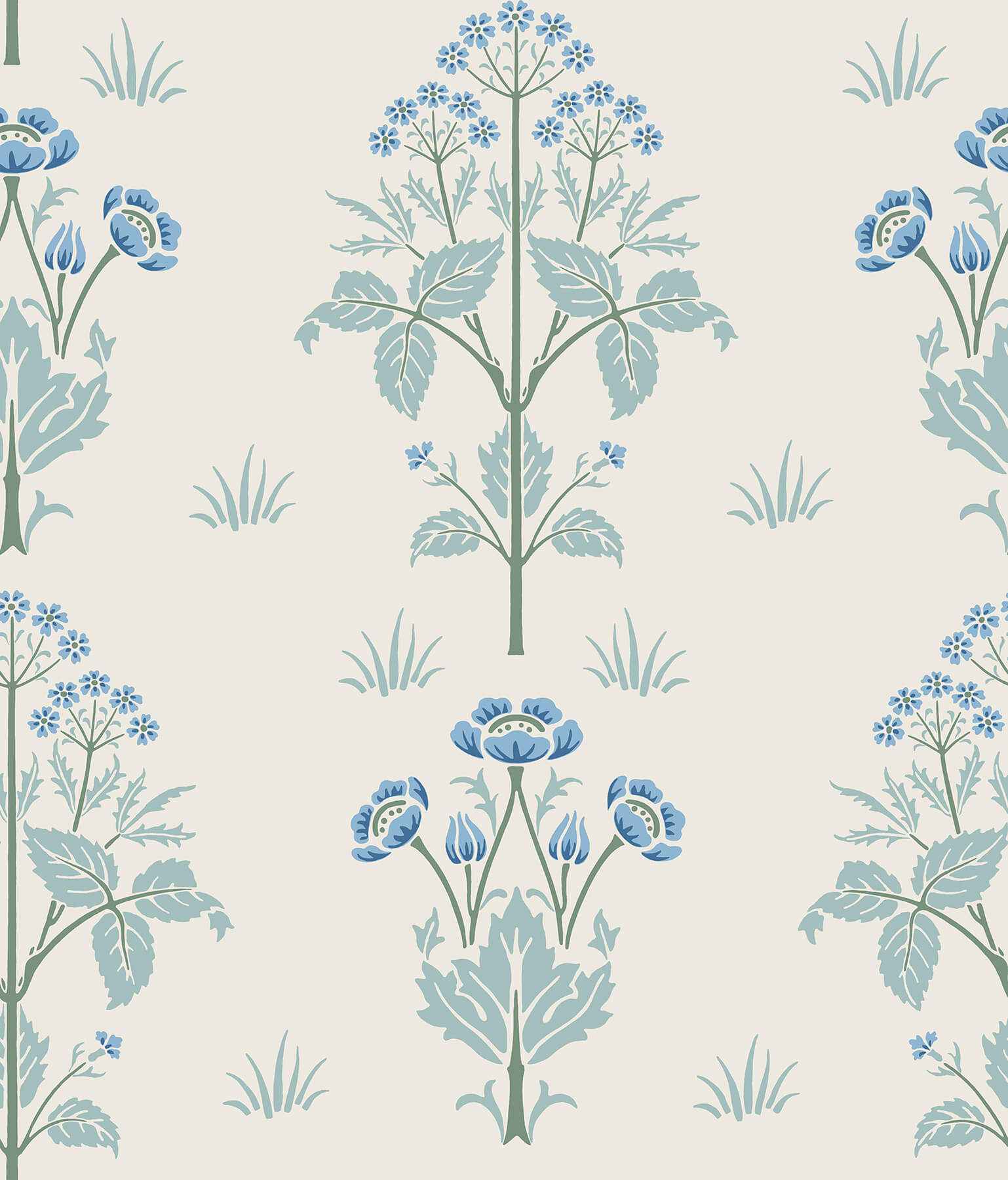Meadow Sweet Chalk and Wedgwood Peel and Stick Wallpaper - York Wallcoverings - MCS6605 - York Wallcoverings Wallpaper