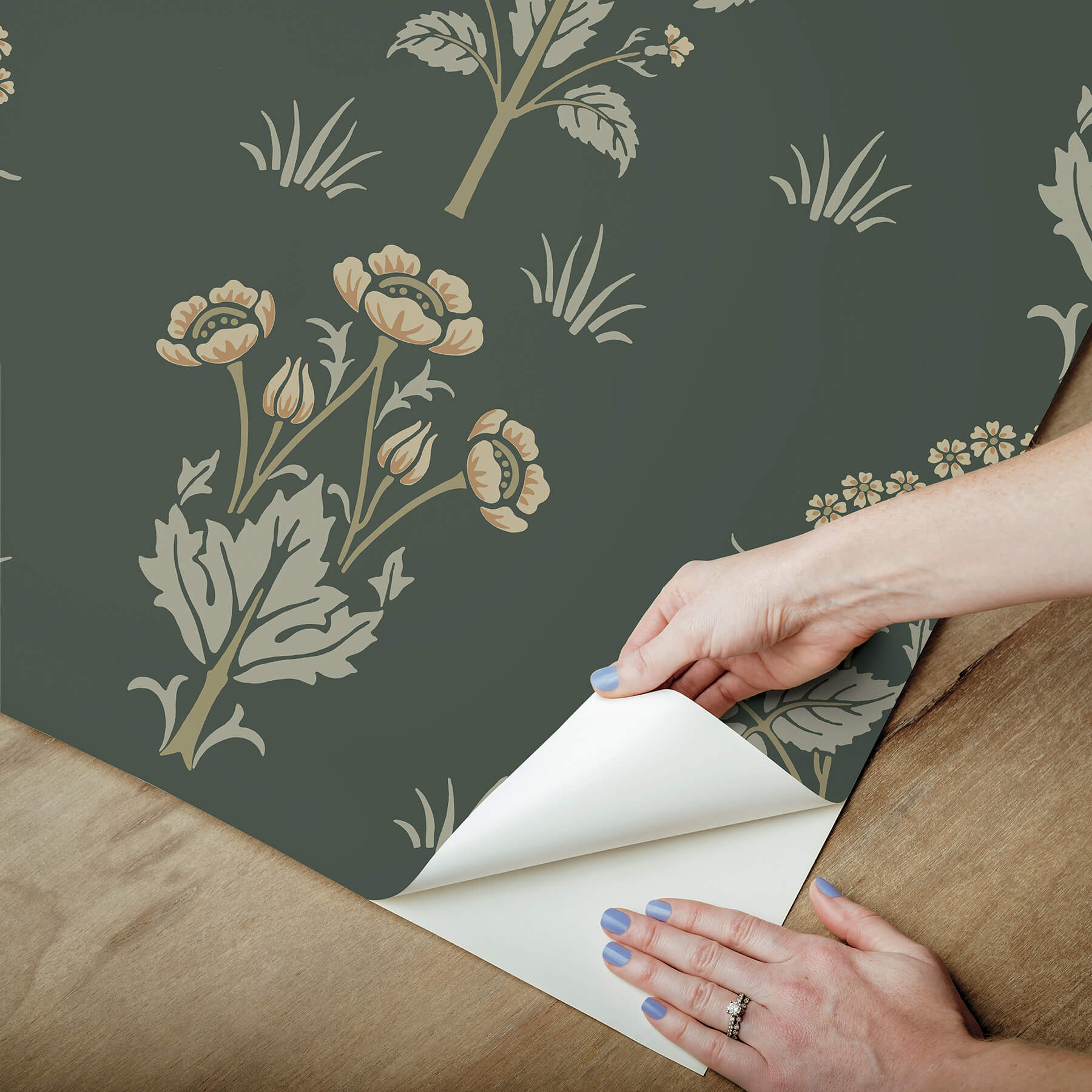 meadow-sweet-bayleaf-and-manilla-peel-and-stick-wallpaper-york-wallcoverings-mcs6608 - York Wallcoverings Wallpaper