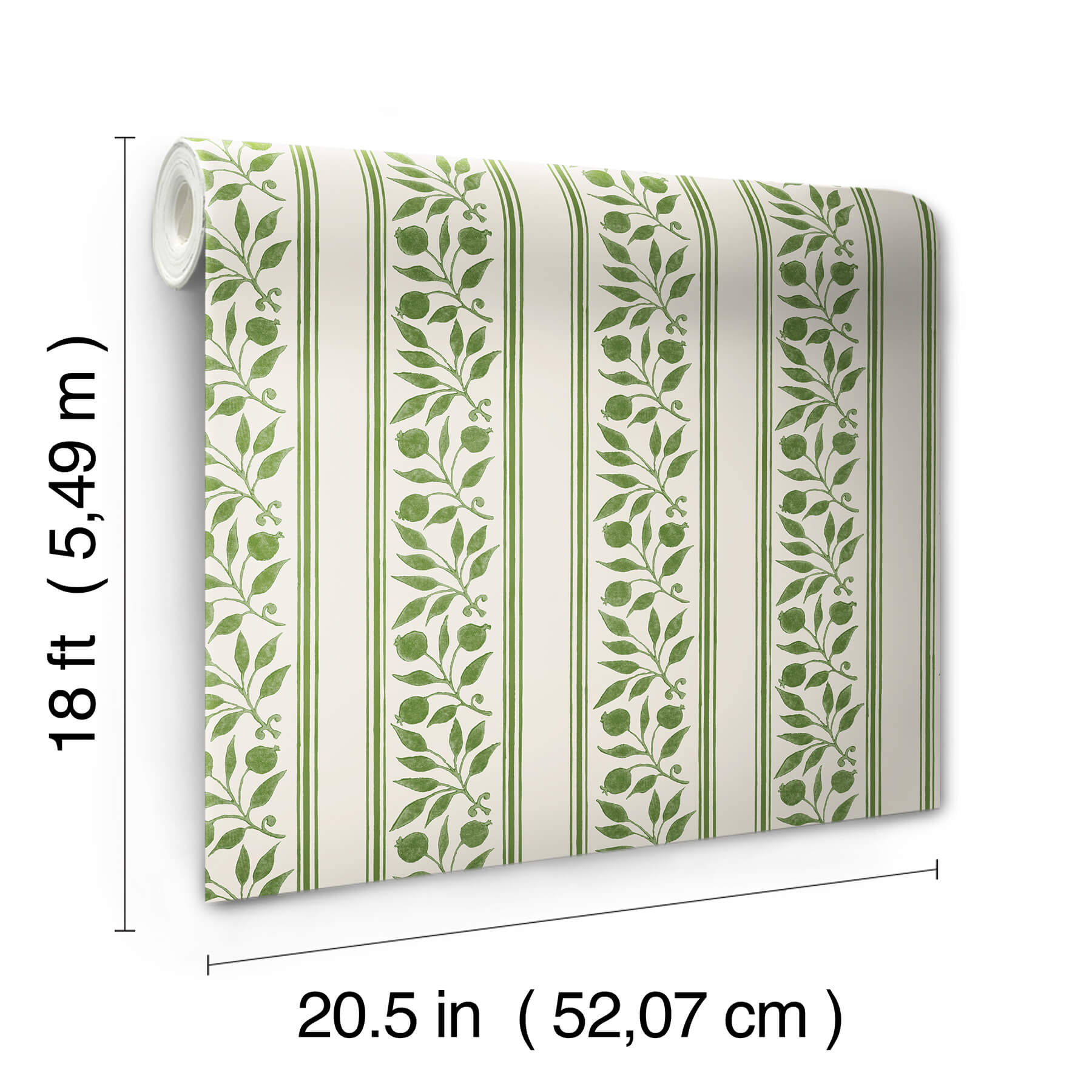 rosehip-stripe-boughs-green-peel-and-stick-wallpaper-york-wallcoverings-mcs6610 - York Wallcoverings Wallpaper