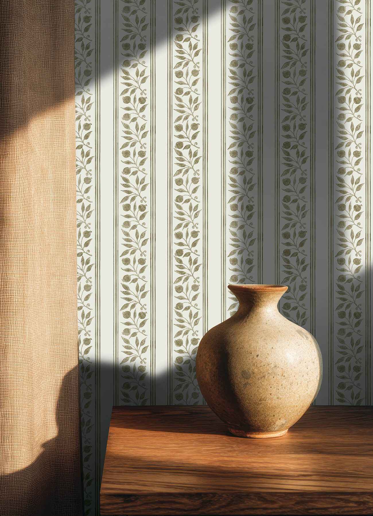 Rosehip Stripe Flax Peel and Stick Wallpaper - York Wallcoverings - MCS6611 - York Wallcoverings Wallpaper