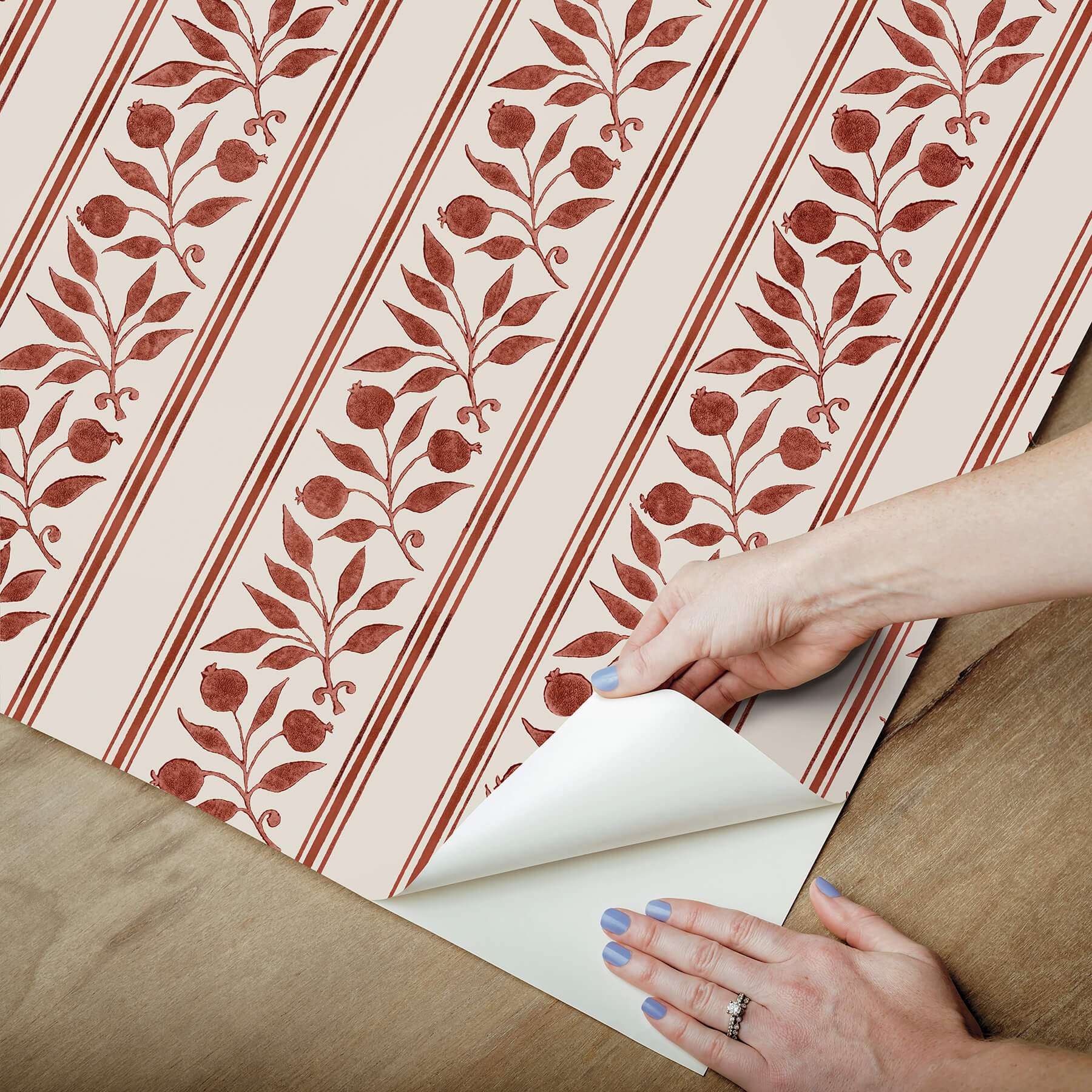 rosehip-stripe-madder-peel-and-stick-wallpaper-york-wallcoverings-mcs6612 - York Wallcoverings Wallpaper
