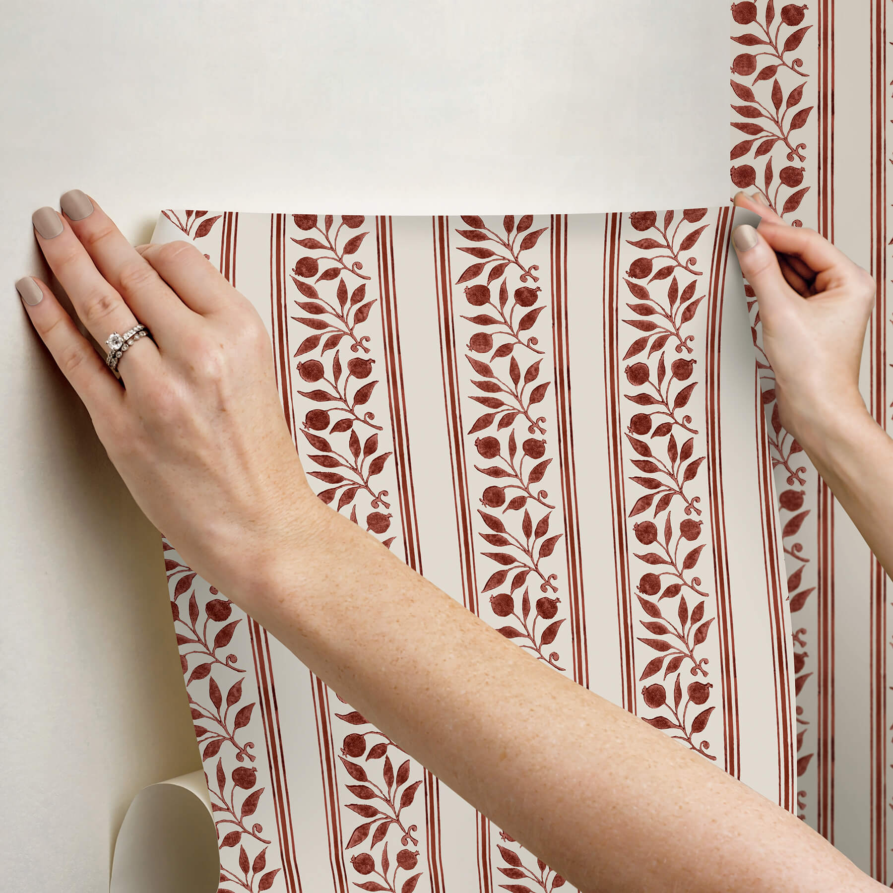 rosehip-stripe-madder-peel-and-stick-wallpaper-york-wallcoverings-mcs6612 - York Wallcoverings Wallpaper