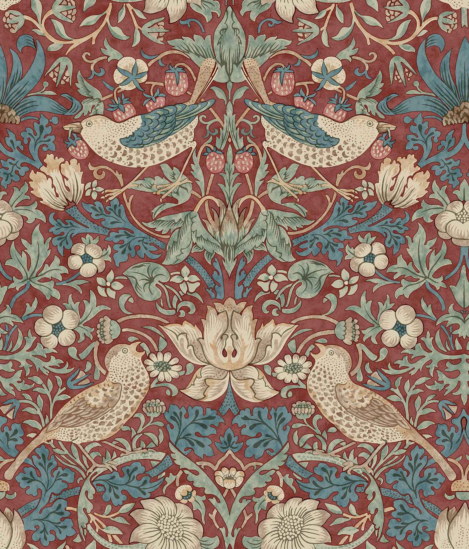 Strawberry Thief Madder Peel and Stick Wallpaper - York Wallcoverings - MCS6614