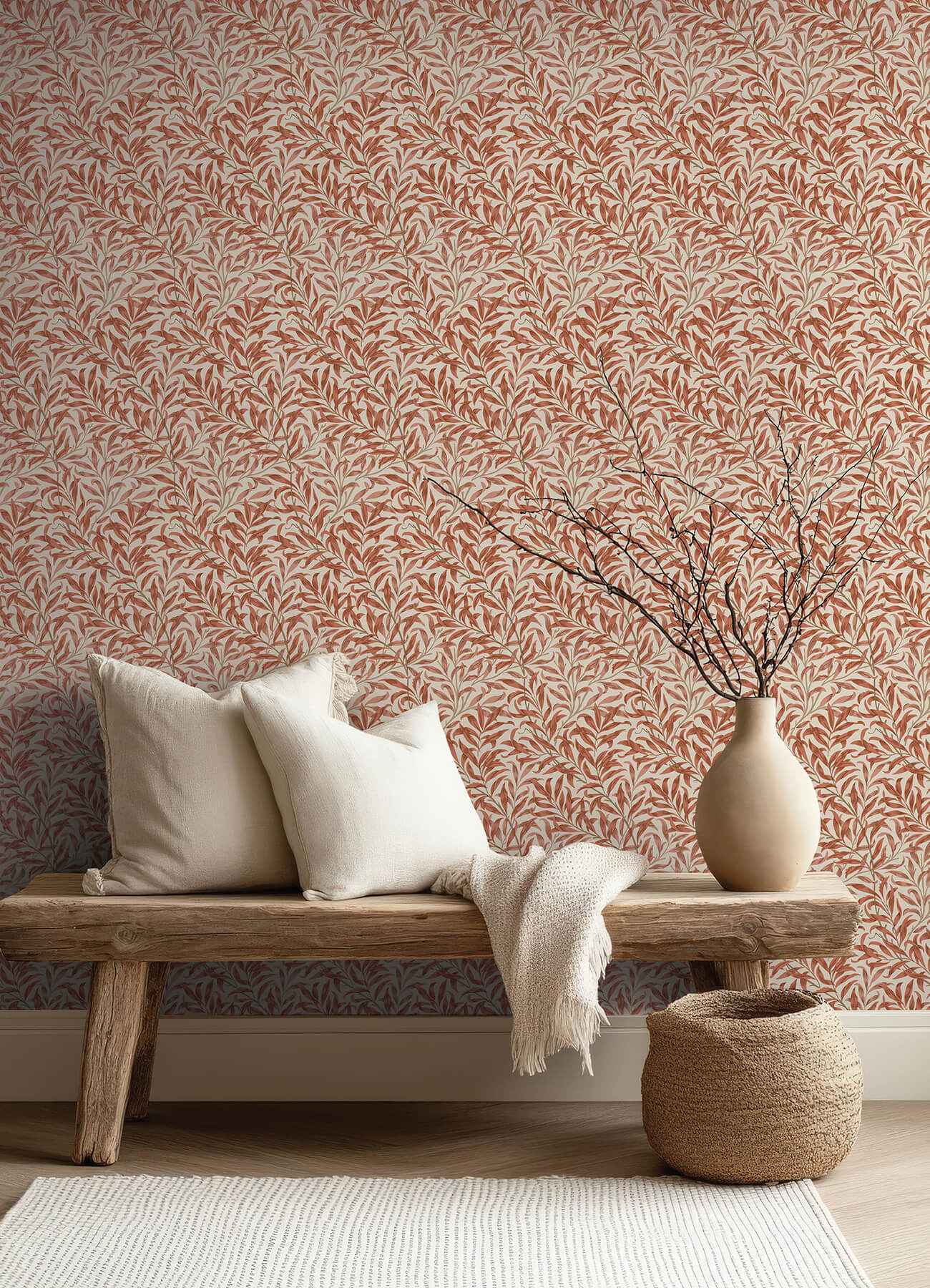 Willow Boughs Carmine Peel and Stick Wallpaper - York Wallcoverings - MCS6618 - York Wallcoverings Wallpaper