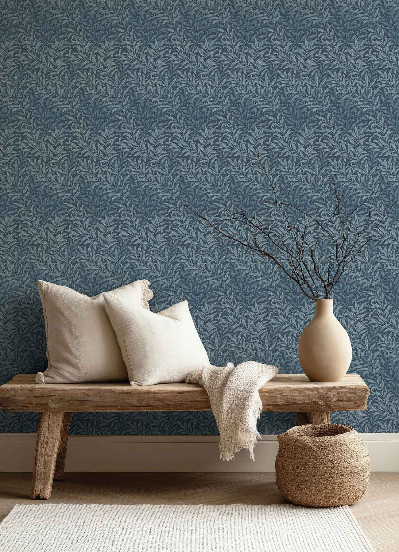 Willow Boughs Ink Blue Peel and Stick Wallpaper - York Wallcoverings - MCS6620 - York Wallcoverings Wallpaper