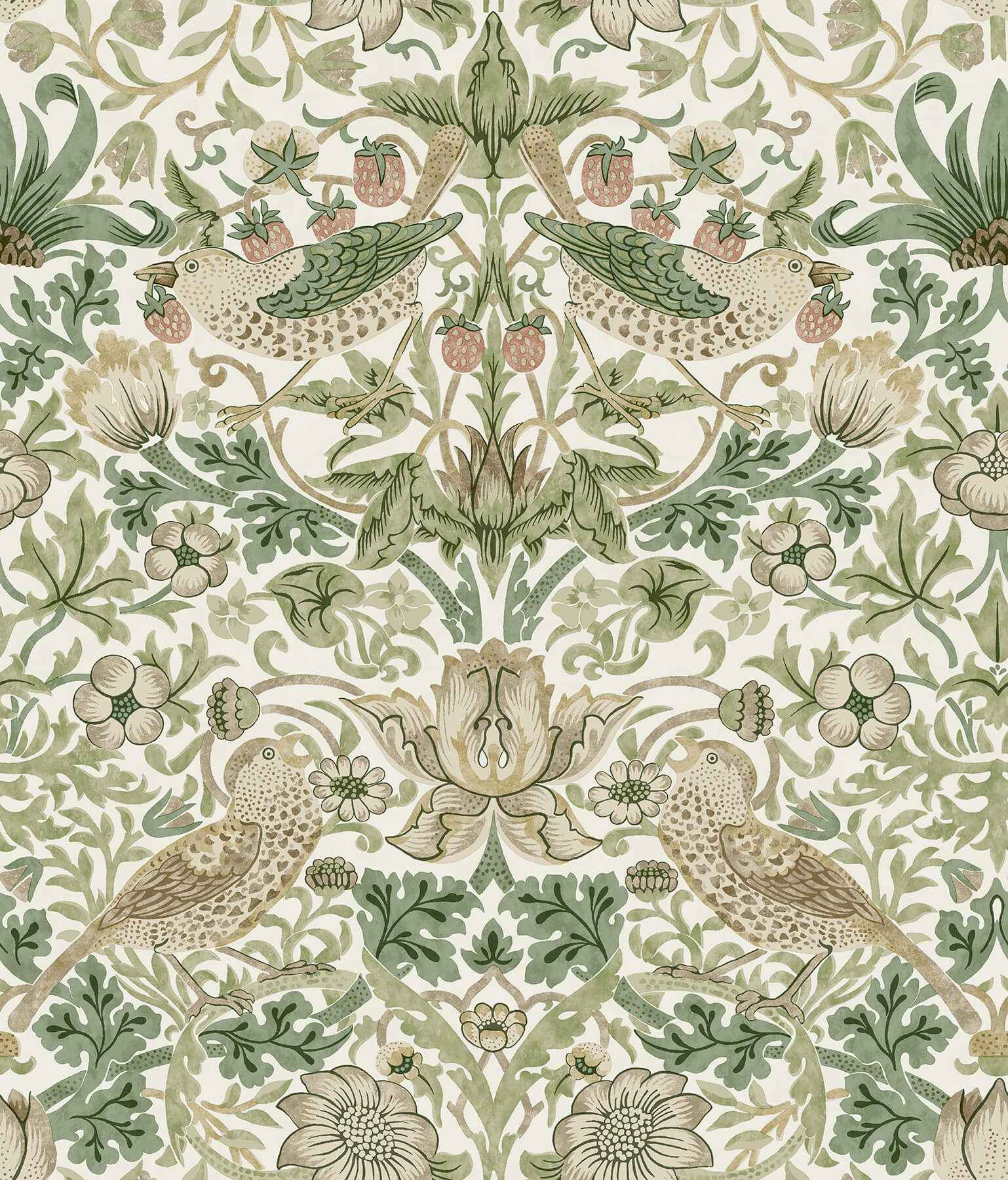 Strawberry Thief Fennel Peel and Stick Wallpaper - York Wallcoverings - MCS6613 - York Wallcoverings Wallpaper