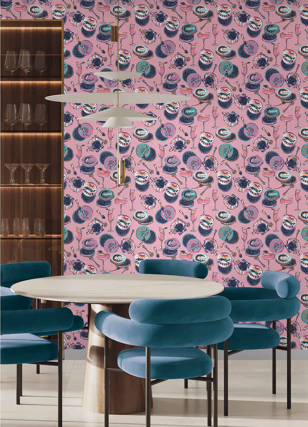 Champagne and Caviar Pink Peel and Stick Wallpaper - York Wallcoverings - PFS6556 - York Wallcoverings Wallpaper