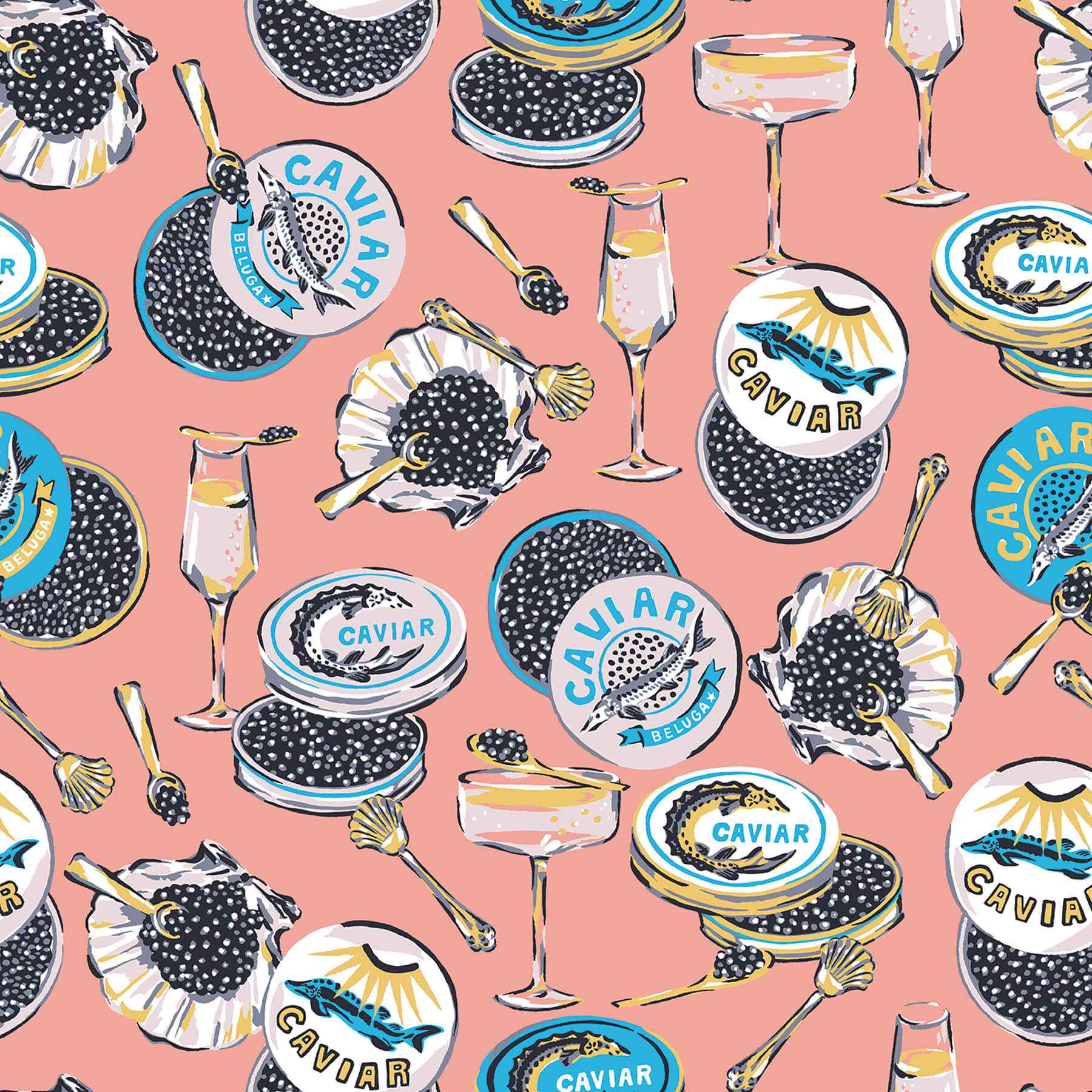 Champagne and Caviar Salmon Peel and St - York Wallcoverings - PFS6558 - York Wallcoverings Wallpaper