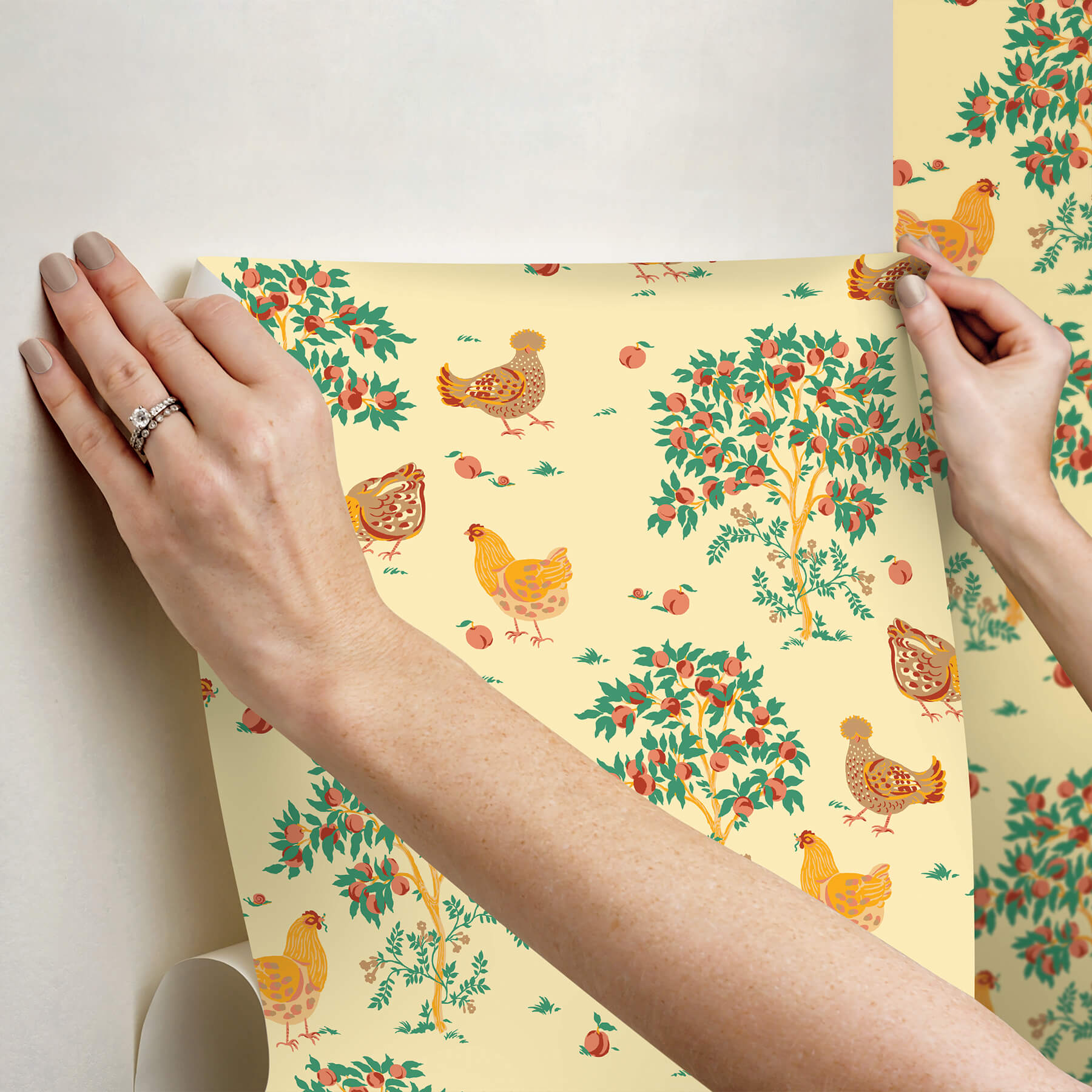 hen-house-butter-yellow-peel-and-stick-wallpaper-york-wallcoverings-pfs6560 - York Wallcoverings Wallpaper