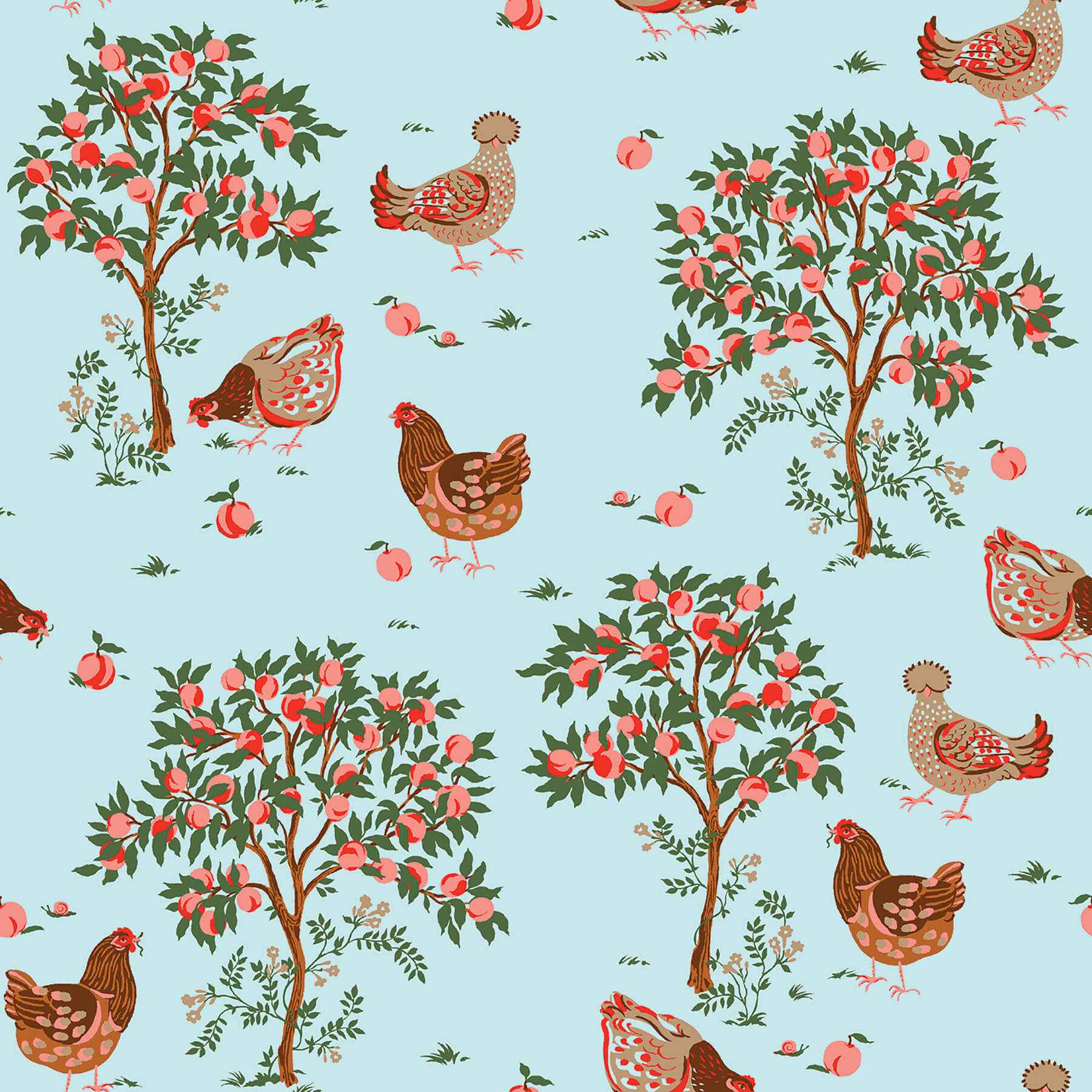 Hen House Aqua Peel and Stick Wallpaper - York Wallcoverings - PFS6562