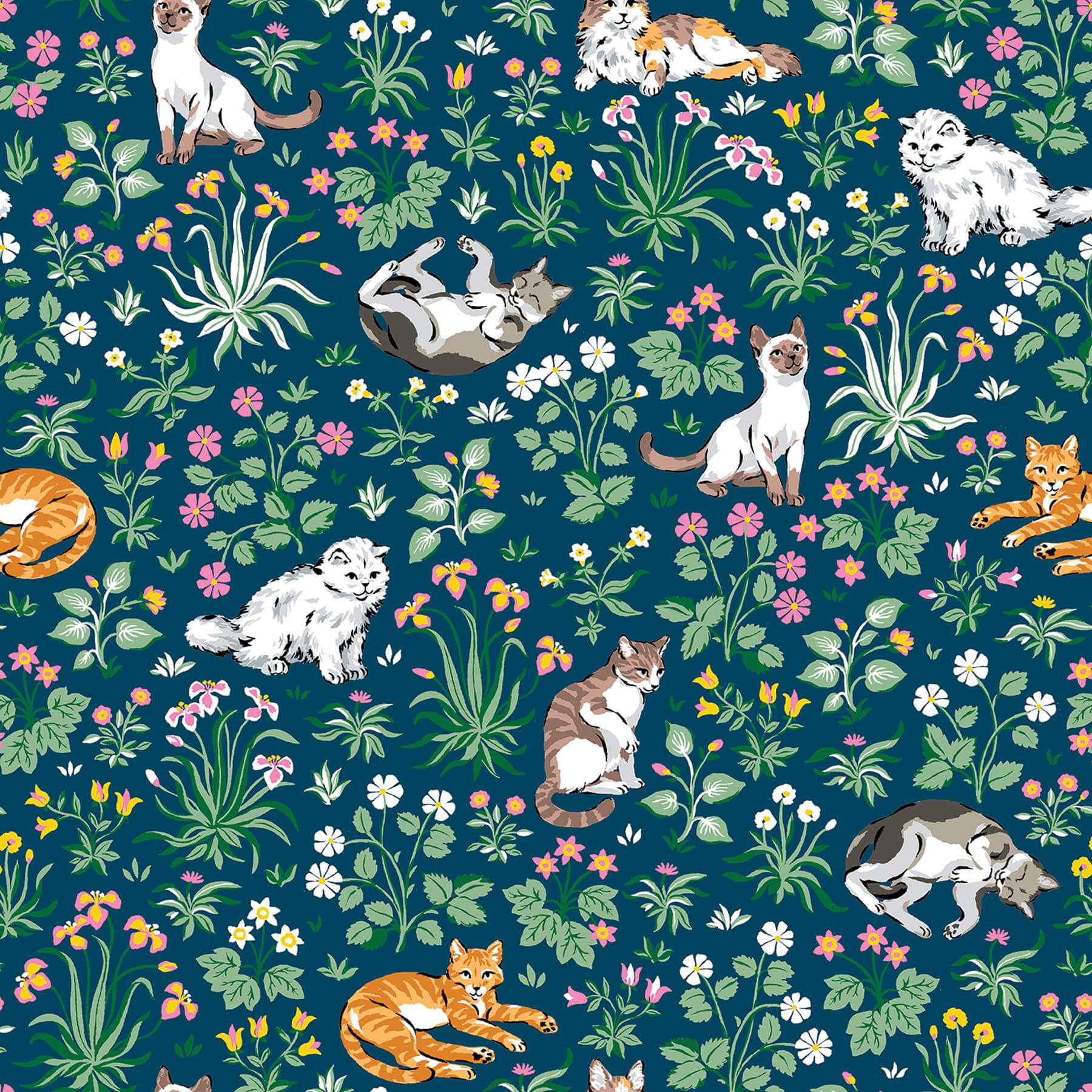 Must Love Cats Indigo Peel and Stick Wallpaper - York Wallcoverings - PFS6566