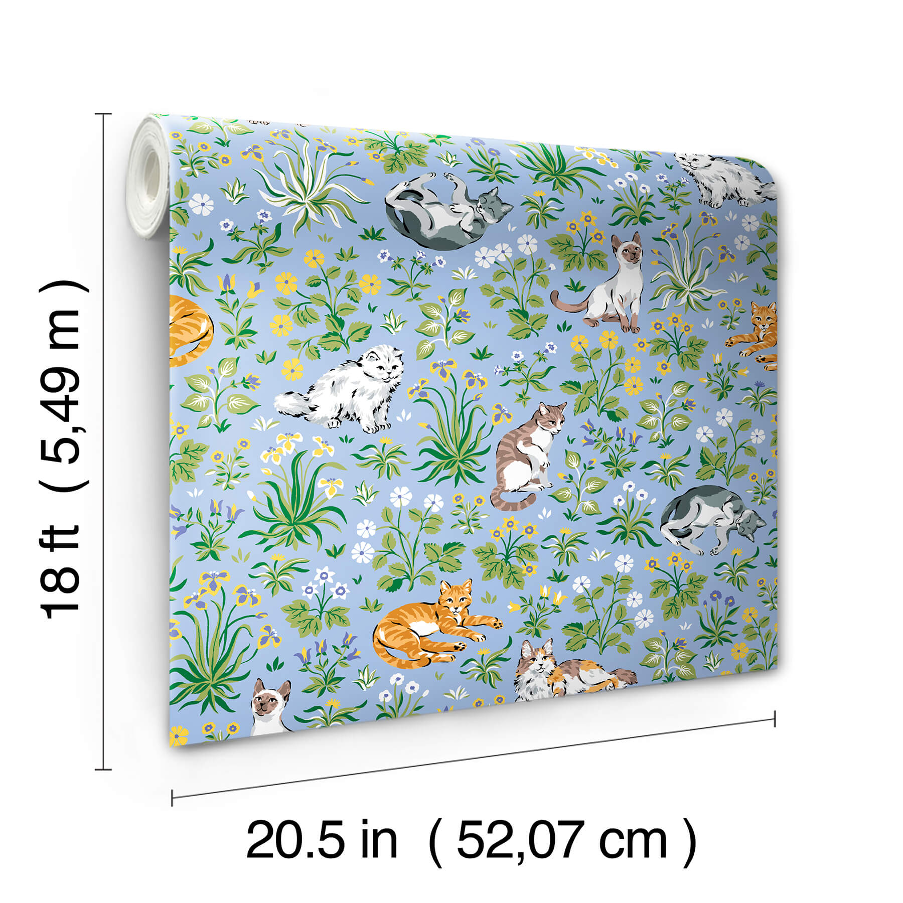 must-love-cats-blue-peel-and-stick-wallpaper-york-wallcoverings-pfs6567 - York Wallcoverings Wallpaper