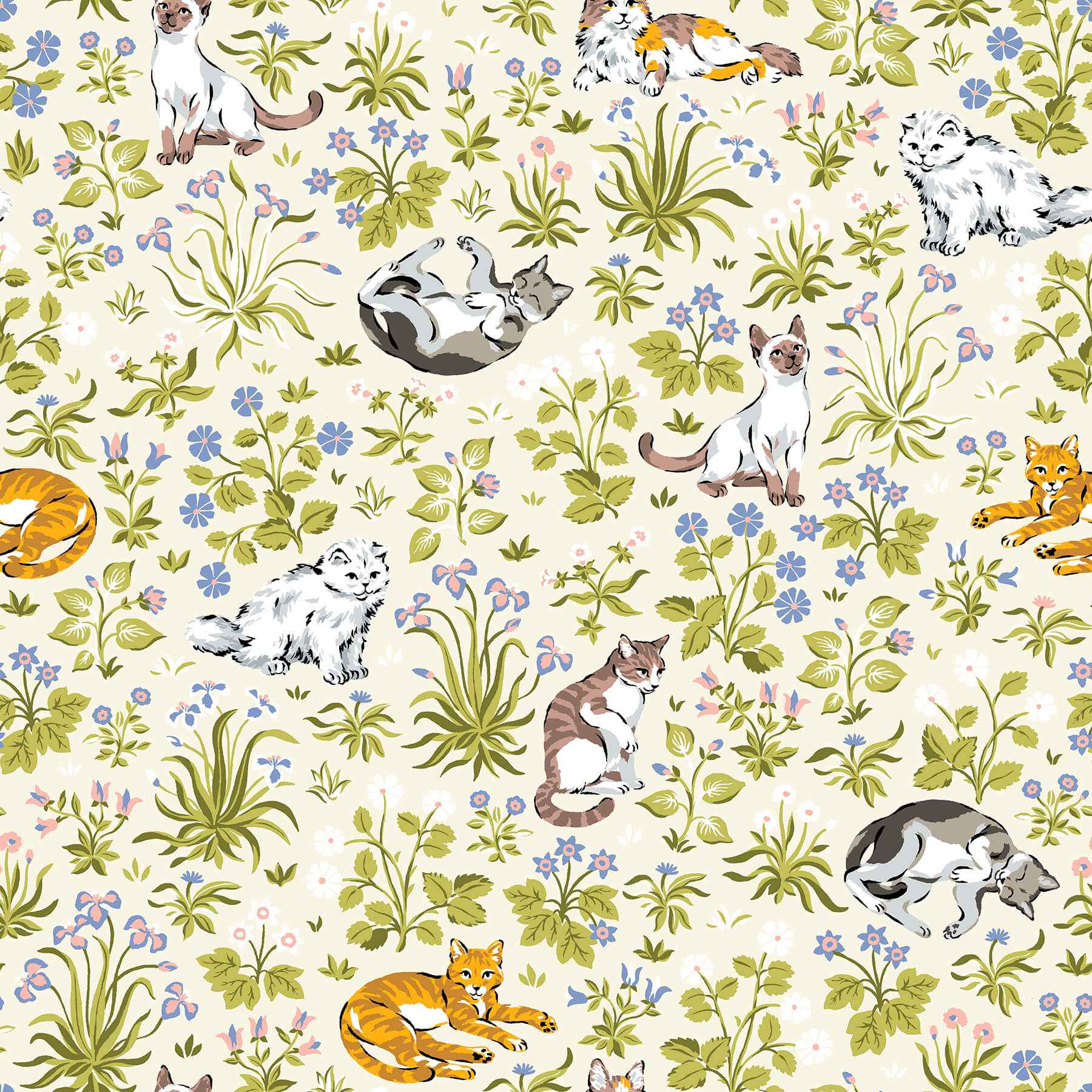Must Love Cats Linen Peel and Stick Wallpaper - York Wallcoverings - PFS6568 - York Wallcoverings Wallpaper