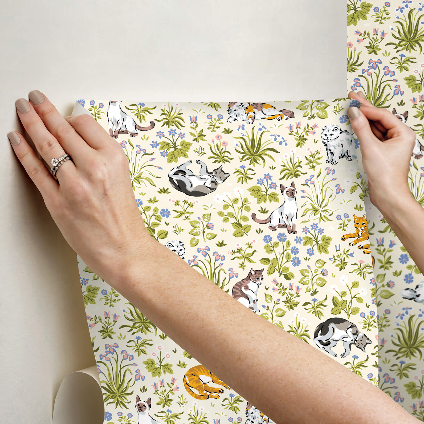 must-love-cats-linen-peel-and-stick-wallpaper-york-wallcoverings-pfs6568 - York Wallcoverings Wallpaper
