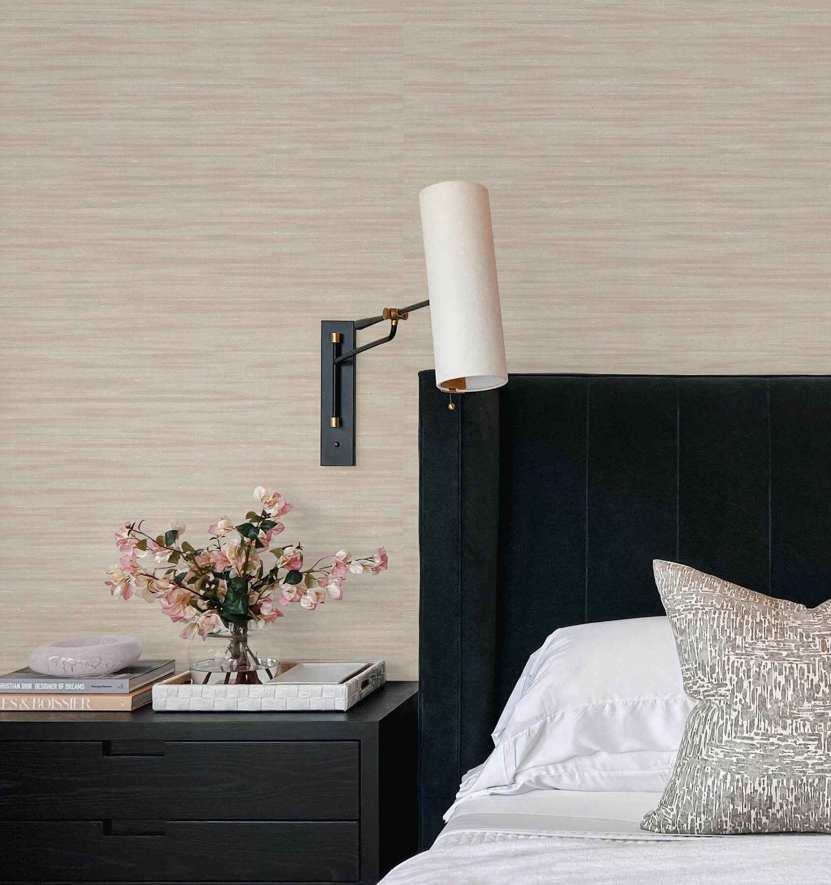 Sari Silk Beige Faux Fabric Wallpaper - York Wallcoverings - UW1001N - York Wallcoverings Wallpaper