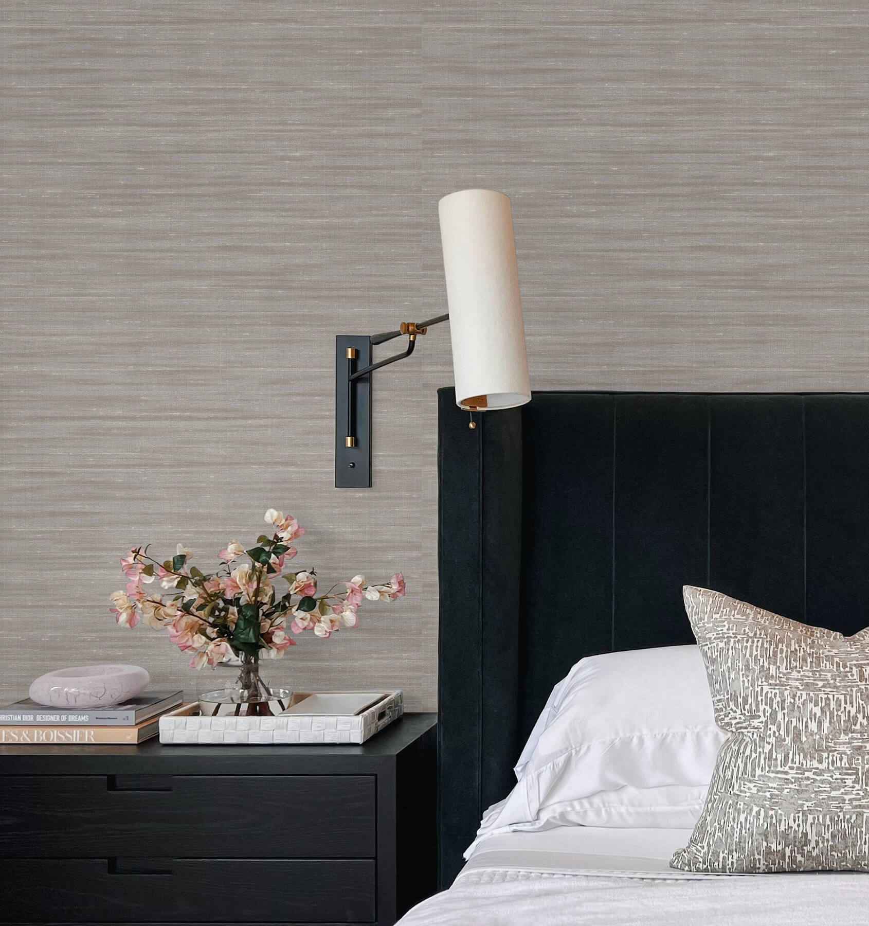 Sari Silk Grey Faux Fabric Wallpaper - York Wallcoverings - UW1002N - York Wallcoverings Wallpaper
