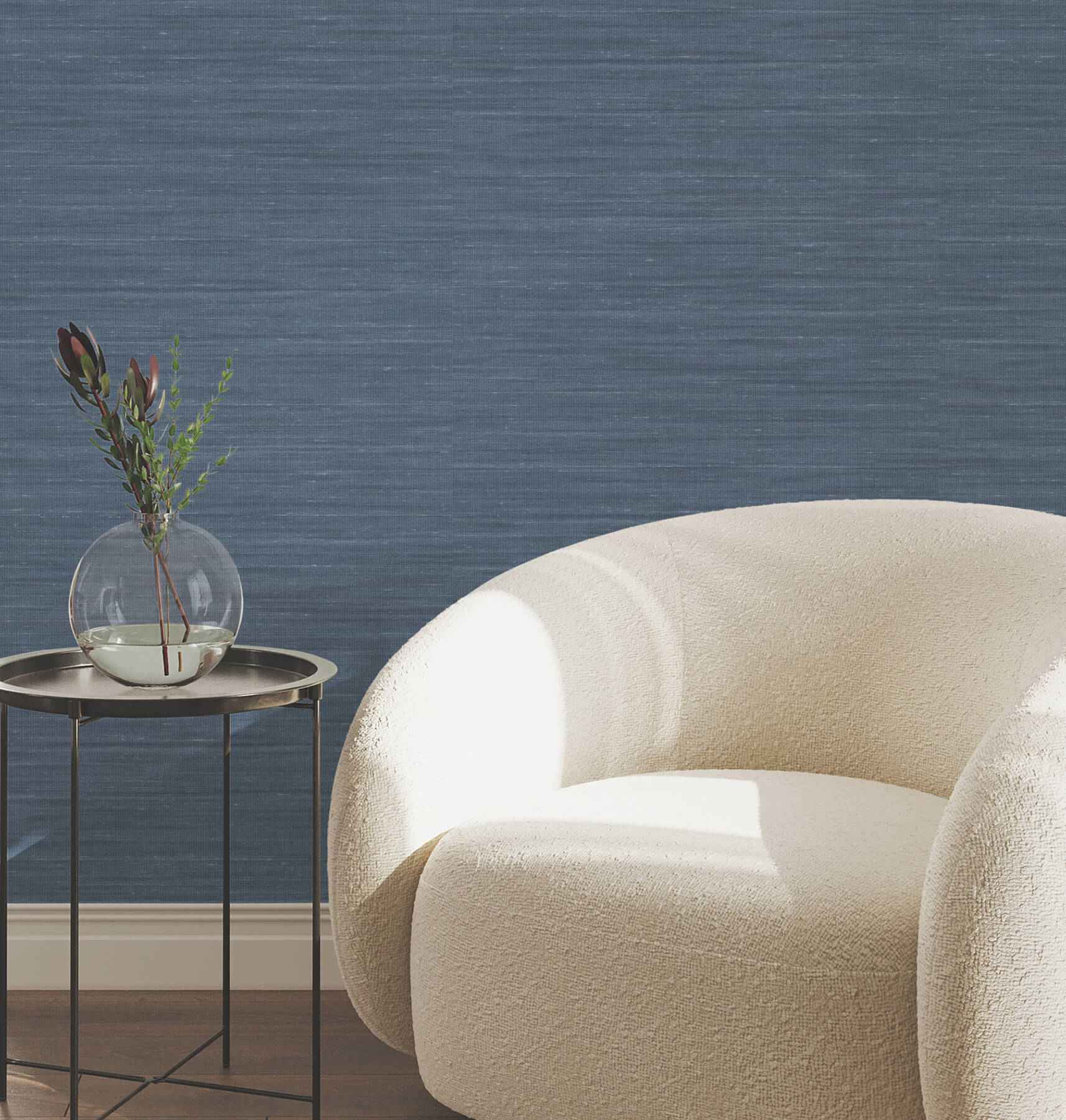 Sari Silk Denim Faux Fabric Wallpaper - York Wallcoverings - UW1003N - York Wallcoverings Wallpaper