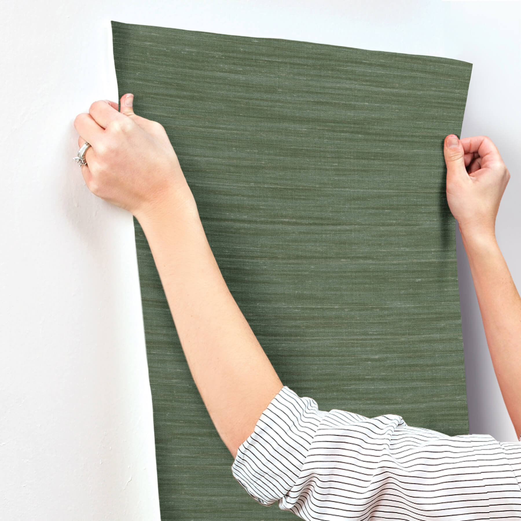 sari-silk-green-faux-fabric-wallpaper-york-wallcoverings-uw1004n - York Wallcoverings Wallpaper