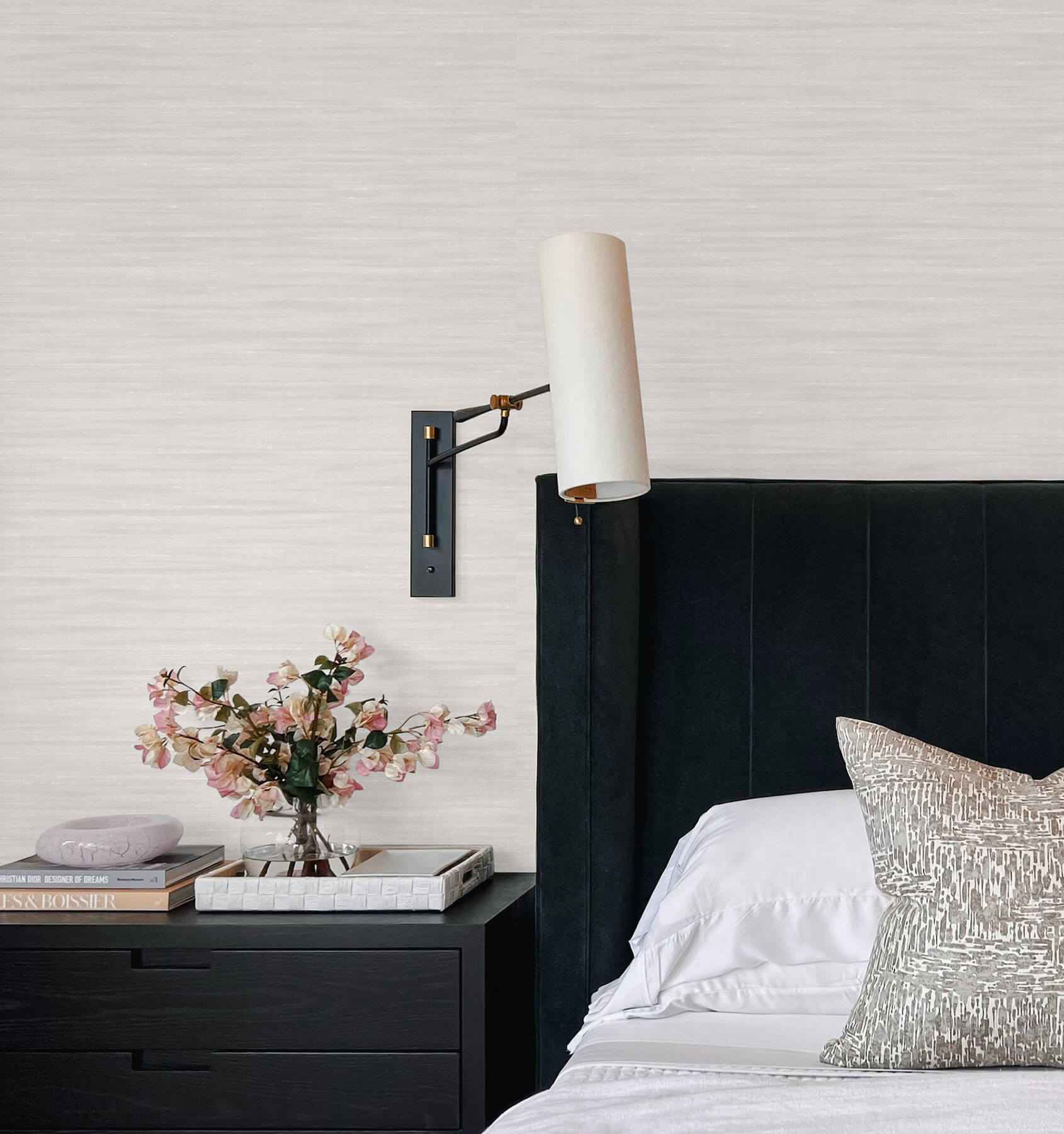 Sari Silk Pearl Faux Fabric Wallpaper - York Wallcoverings - UW1006N - York Wallcoverings Wallpaper