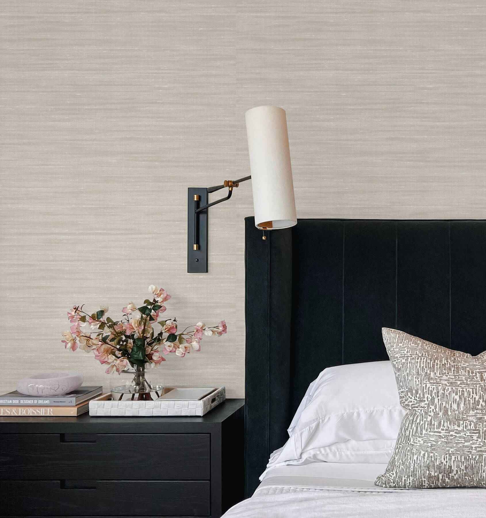 Sari Silk Khaki Faux Fabric Wallpaper - York Wallcoverings - UW1008N - York Wallcoverings Wallpaper