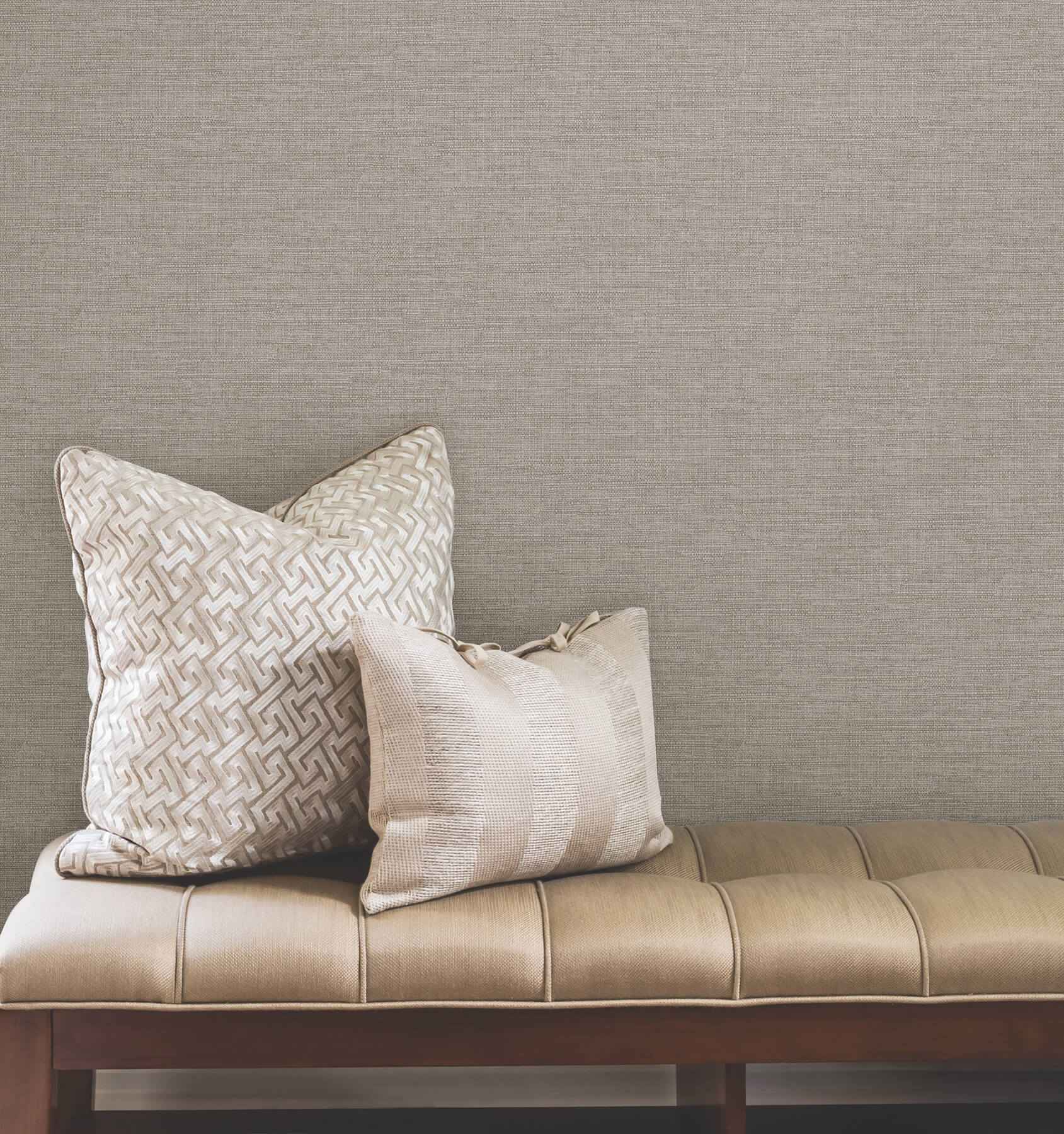 Terrene Grey Faux Linen Wallpaper - York Wallcoverings - UW1015N - York Wallcoverings Wallpaper