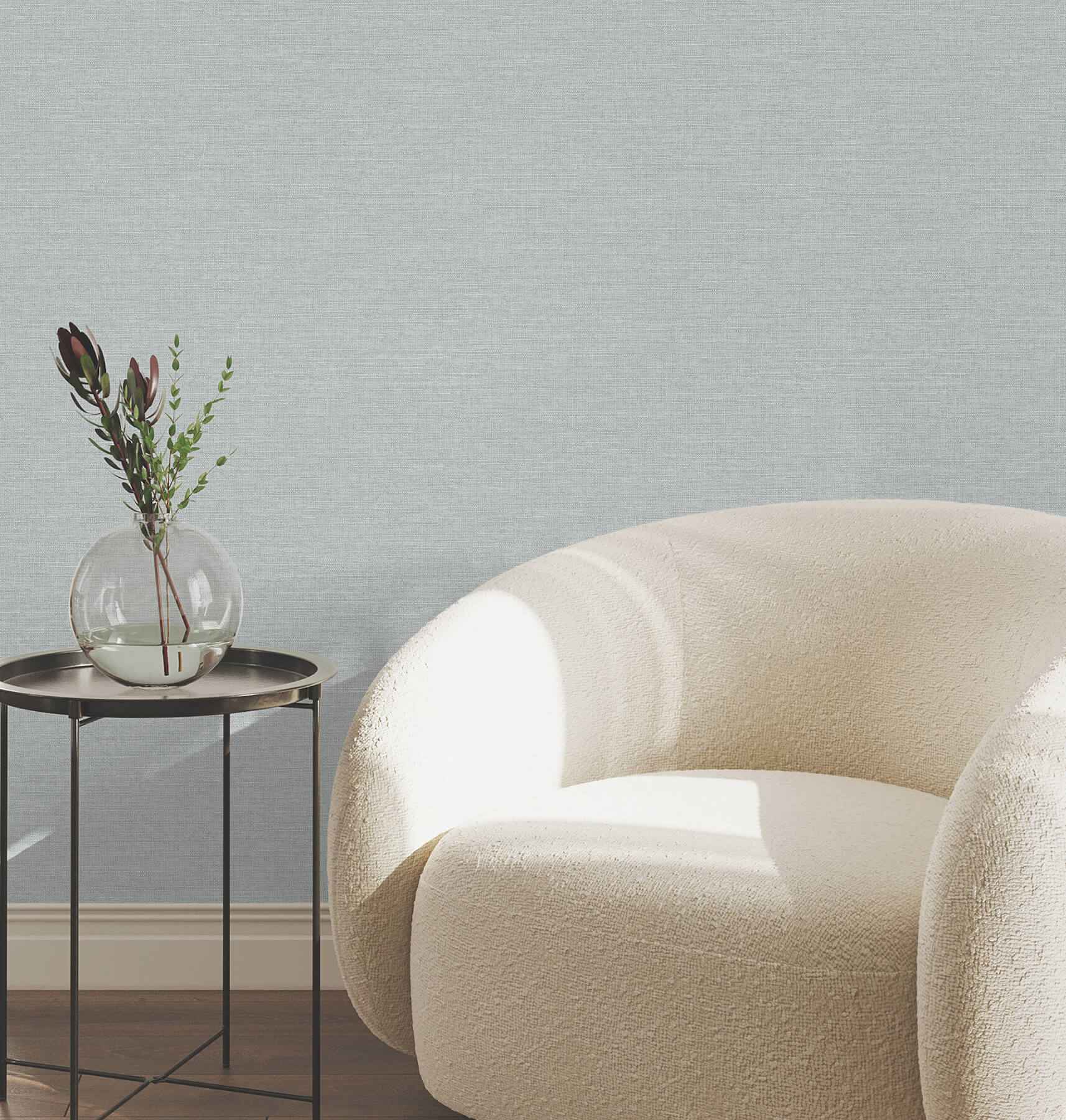 Terrene Light Blue Faux Linen Wallpaper - York Wallcoverings - UW1018N - York Wallcoverings Wallpaper