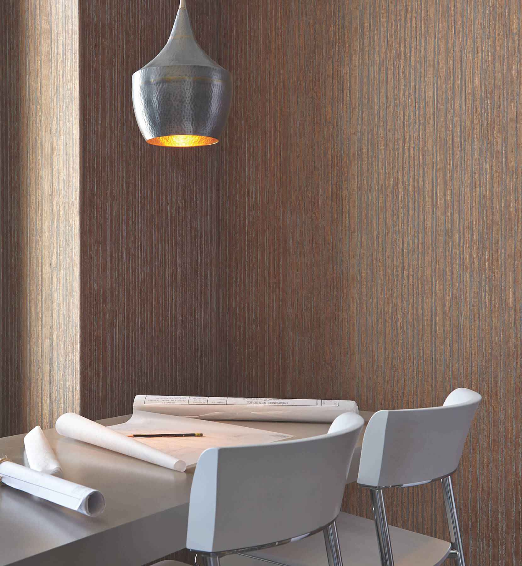 Precious Metal Copper Corrugated Wallpaper - York Wallcoverings - UW1026N - York Wallcoverings Wallpaper