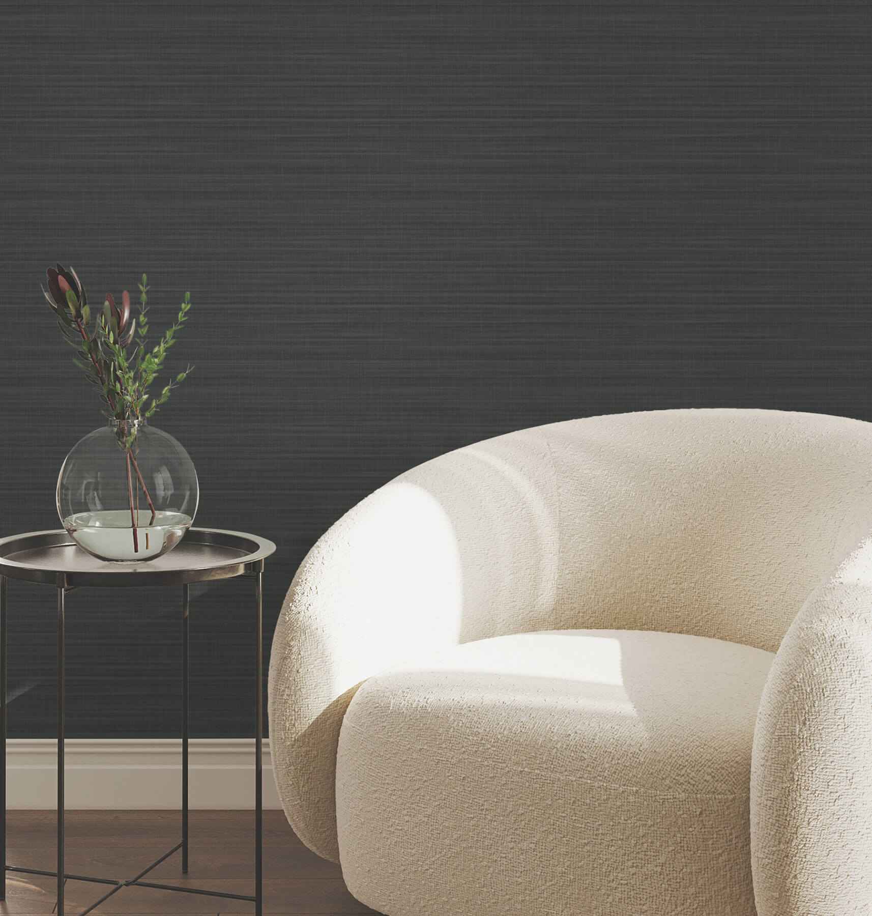 Down To Earth Charcoal Striated Wallpaper - York Wallcoverings - UW1046N - York Wallcoverings Wallpaper