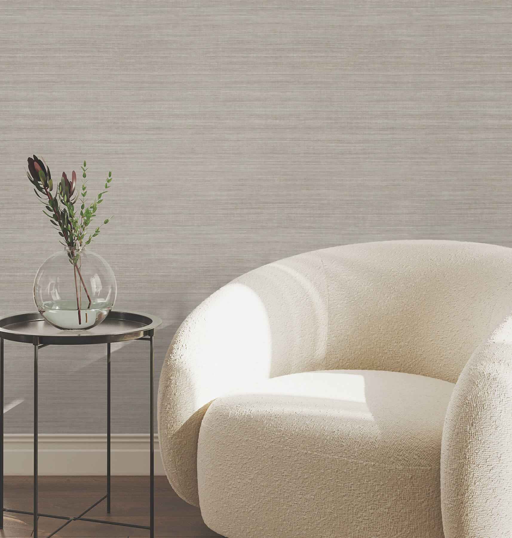 Silk Essence Neutral Faux Fabric Wallpaper - York Wallcoverings - UW1102N - York Wallcoverings Wallpaper