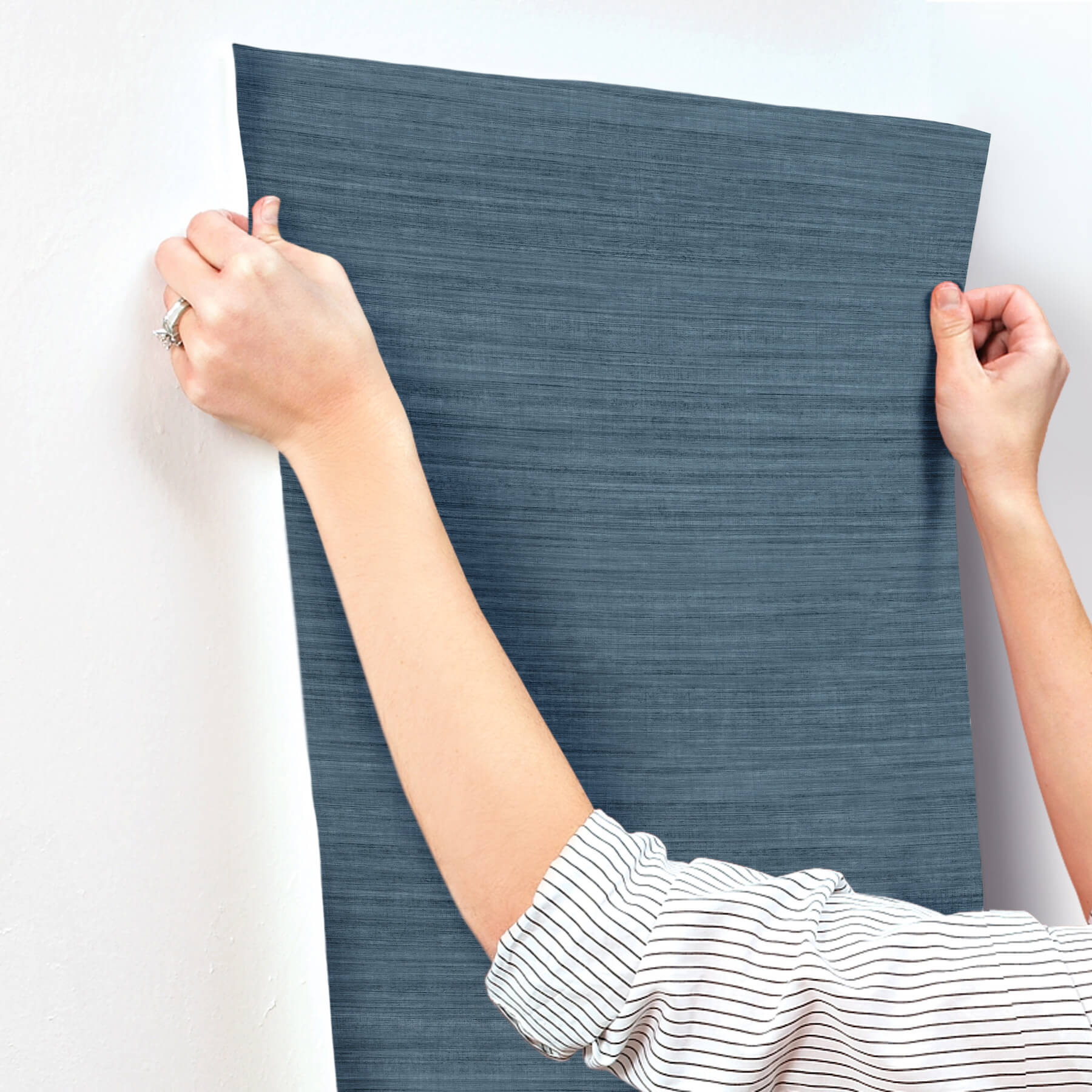 silk-essence-indigo-faux-fabric-wallpaper-york-wallcoverings-uw1107n - York Wallcoverings Wallpaper