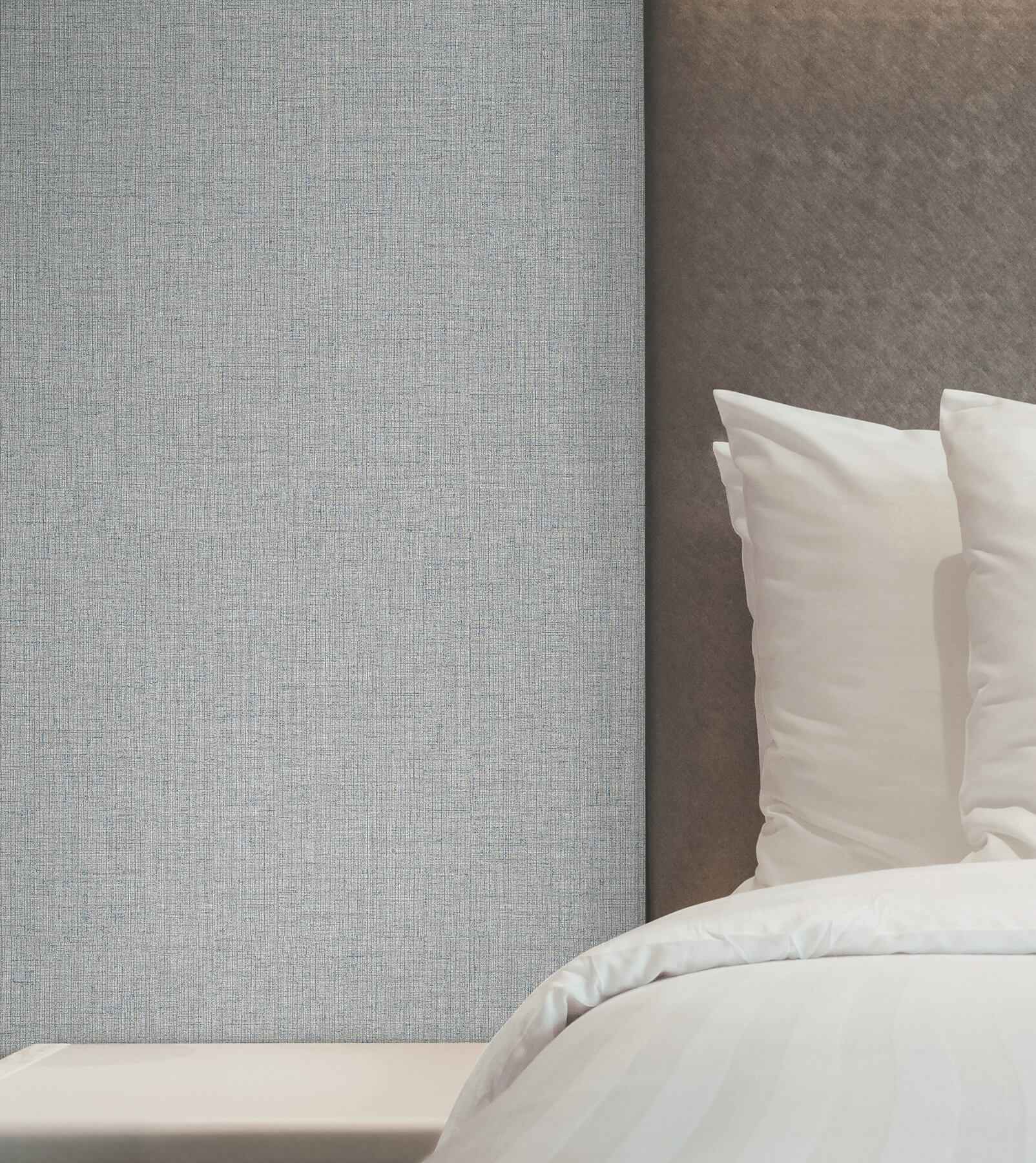 Heathered Linen Light Blue Faux Fabric Wallpaper - York Wallcoverings - UW1126N - York Wallcoverings Wallpaper