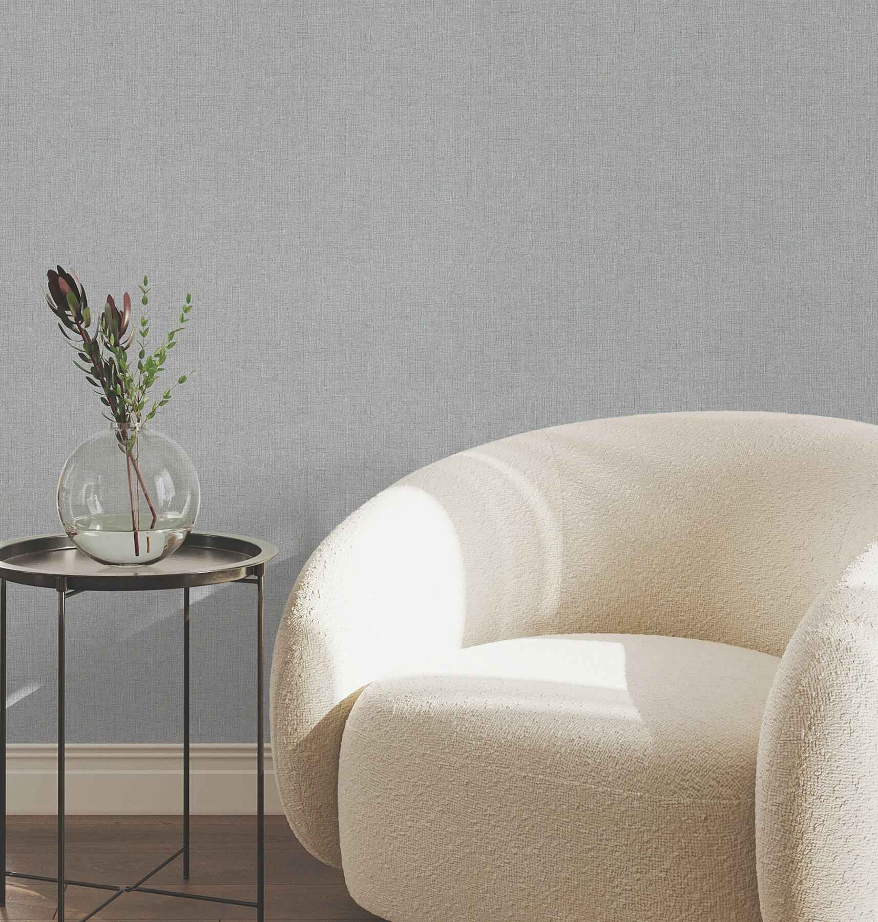 Heathered Linen Light Blue Faux Fabric Wallpaper - York Wallcoverings - UW1126N - York Wallcoverings Wallpaper