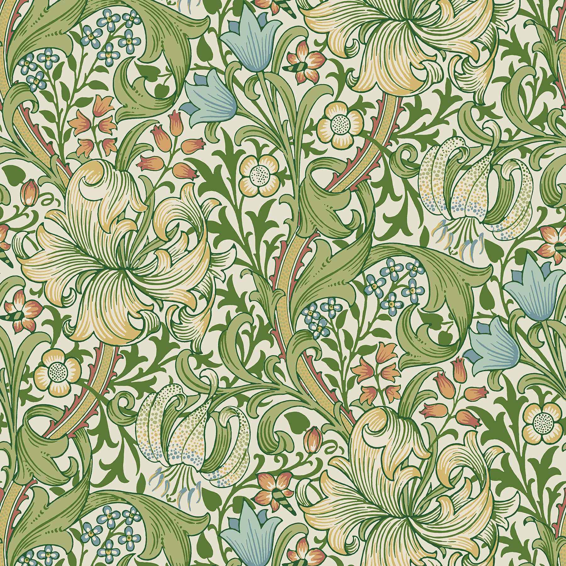 Golden lily Boughs Green Peel and Stick - York Wallcoverings - MCS6601