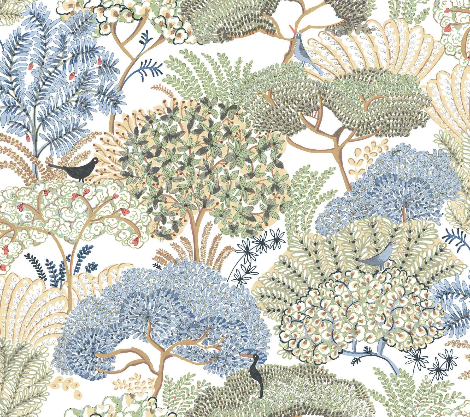Everbloom Forest Butter Botanical Peel Stick Wallpaper - York Wallcoverings - PSW1695RL