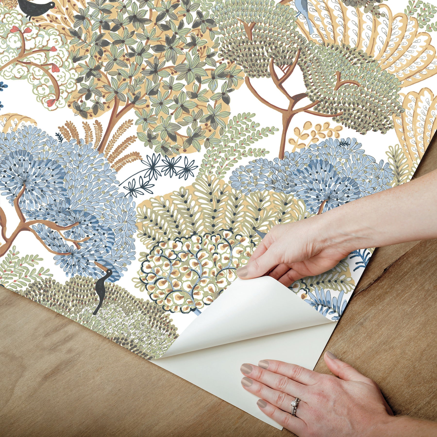 everbloom-forest-butter-botanical-peel-stick-wallpaper-york-wallcoverings-psw1695rl