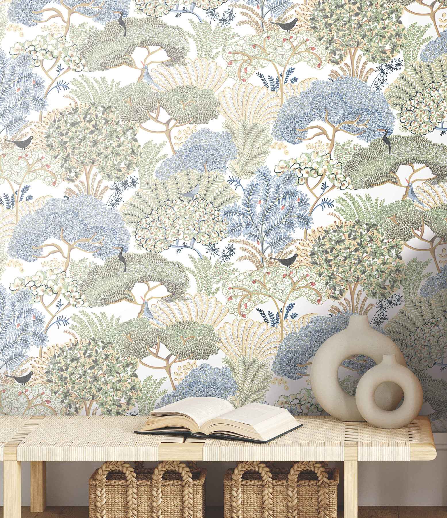 Everbloom Forest Butter Botanical Peel Stick Wallpaper - York Wallcoverings - PSW1695RL - York Wallcoverings Wallpaper