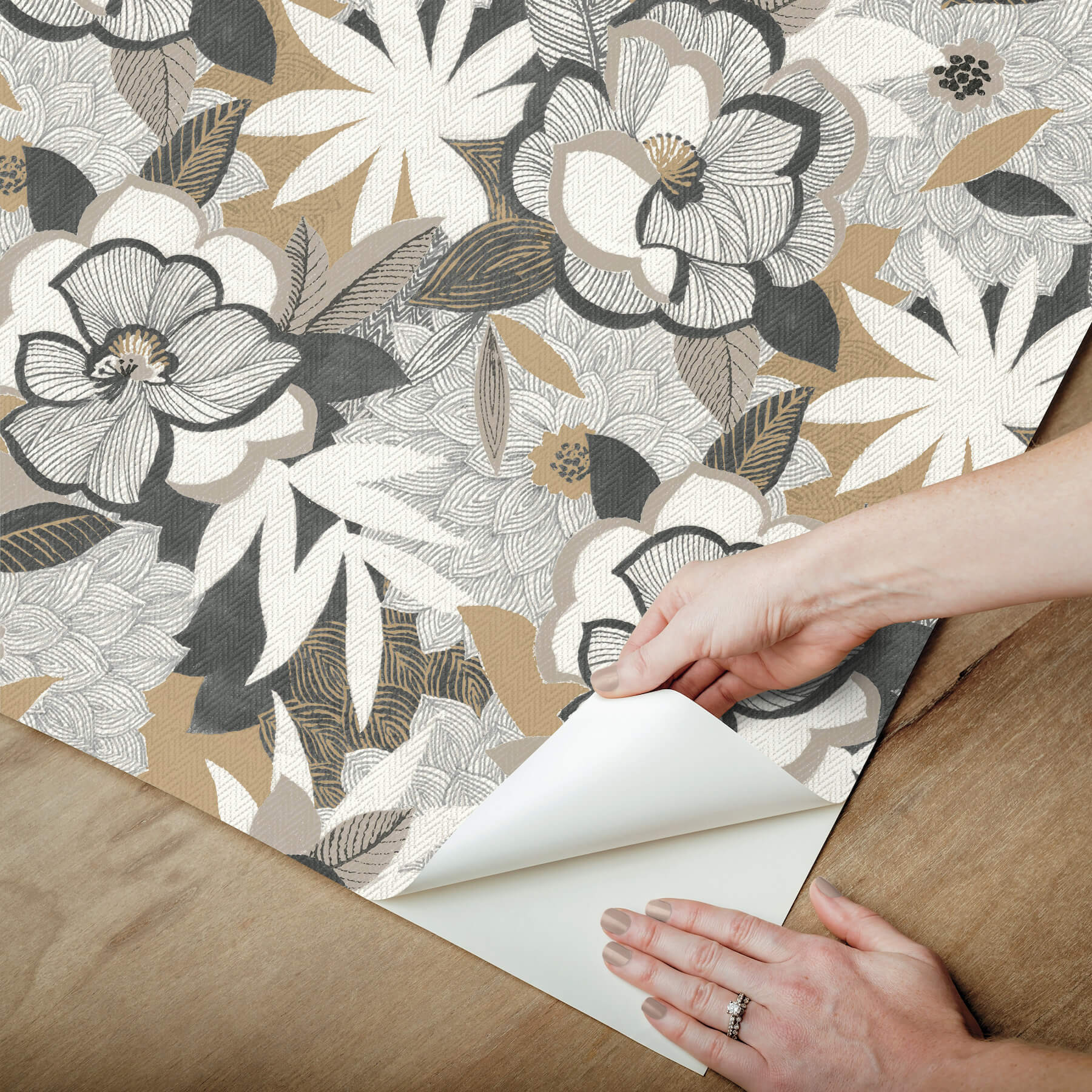 fantasium-black-floral-peel-stick-wallpaper-york-wallcoverings-psw1698rl - York Wallcoverings Wallpaper
