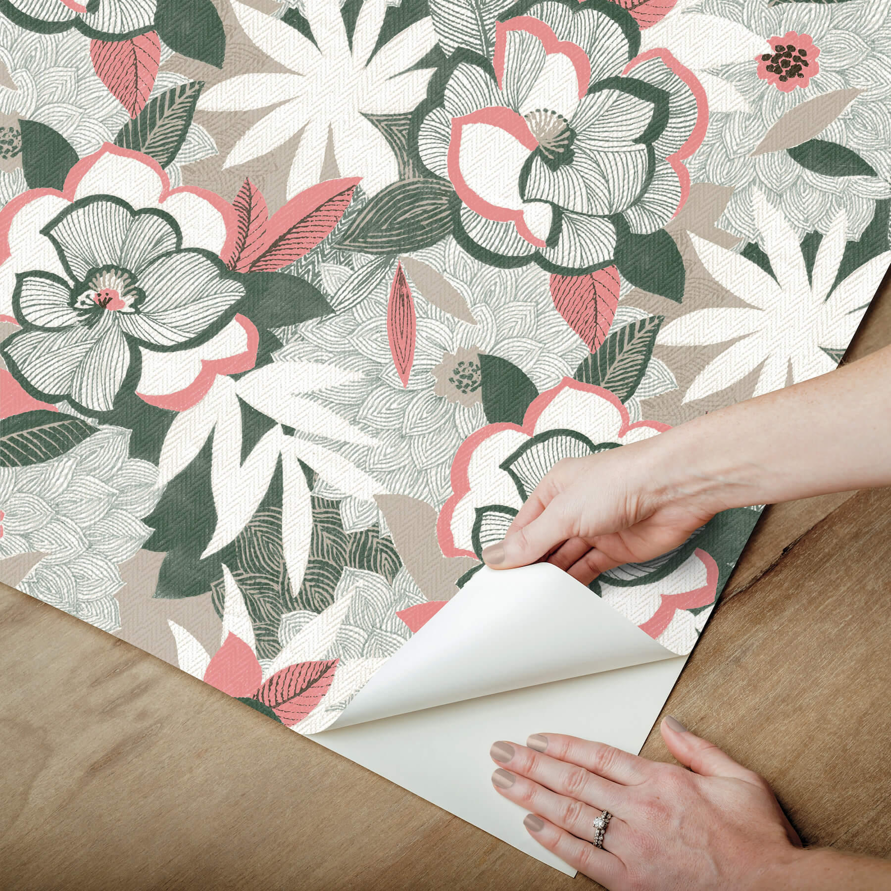 fantasium-coral-floral-peel-stick-wallpaper-york-wallcoverings-psw1700rl - York Wallcoverings Wallpaper