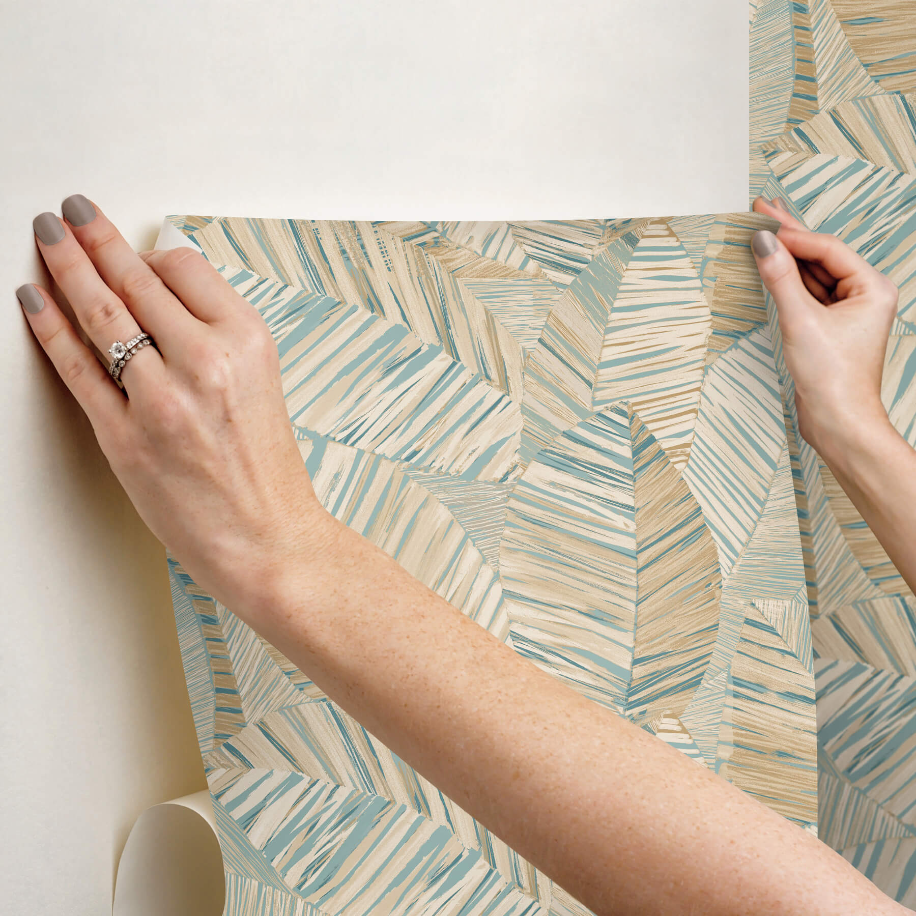 crown-canopy-teal-palm-peel-stick-wallpaper-york-wallcoverings-psw1706rl - York Wallcoverings Wallpaper