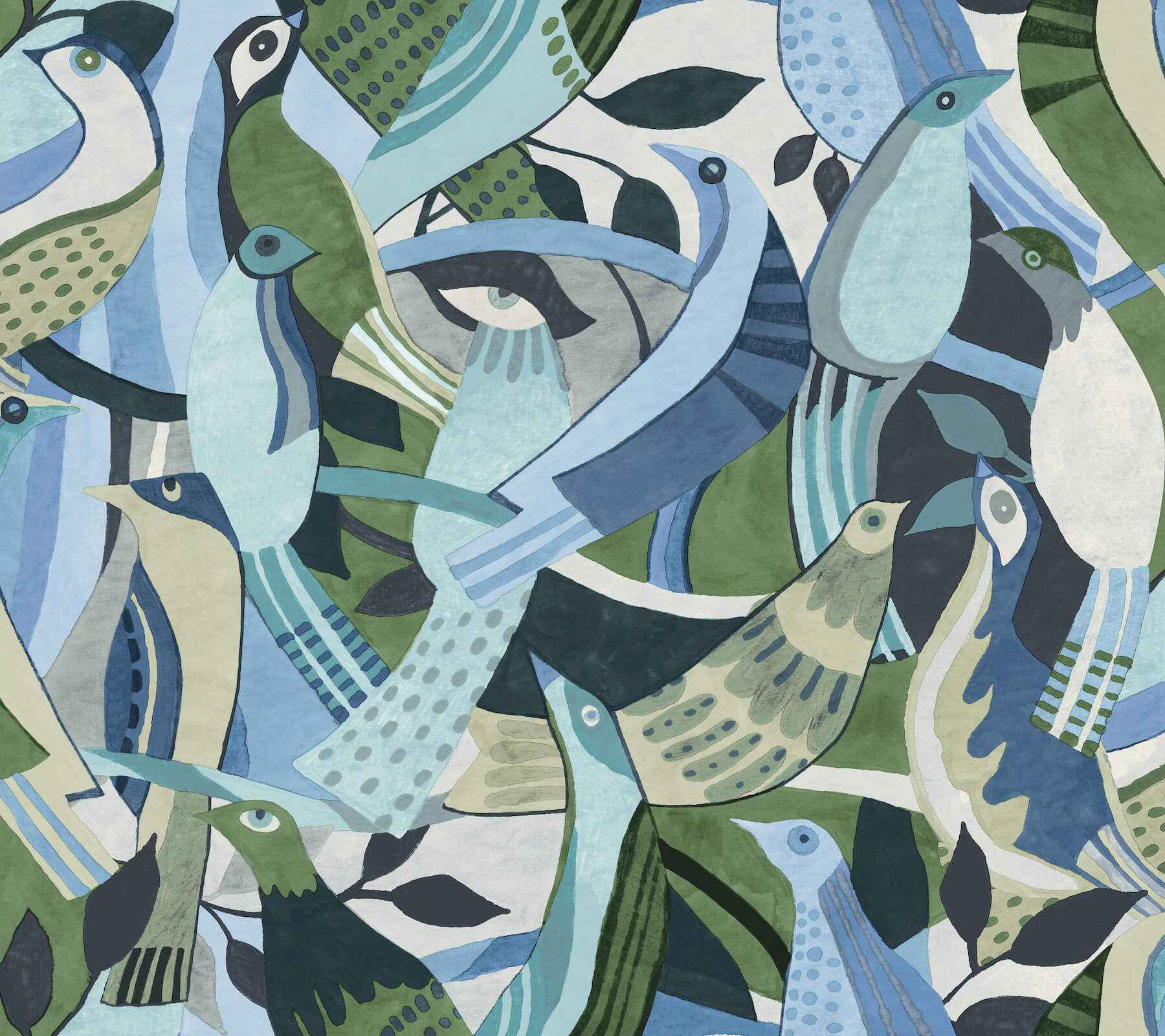 Fauvist Flock Green Abstract Peel Stick Wallpaper - York Wallcoverings - PSW1708RL - York Wallcoverings Wallpaper