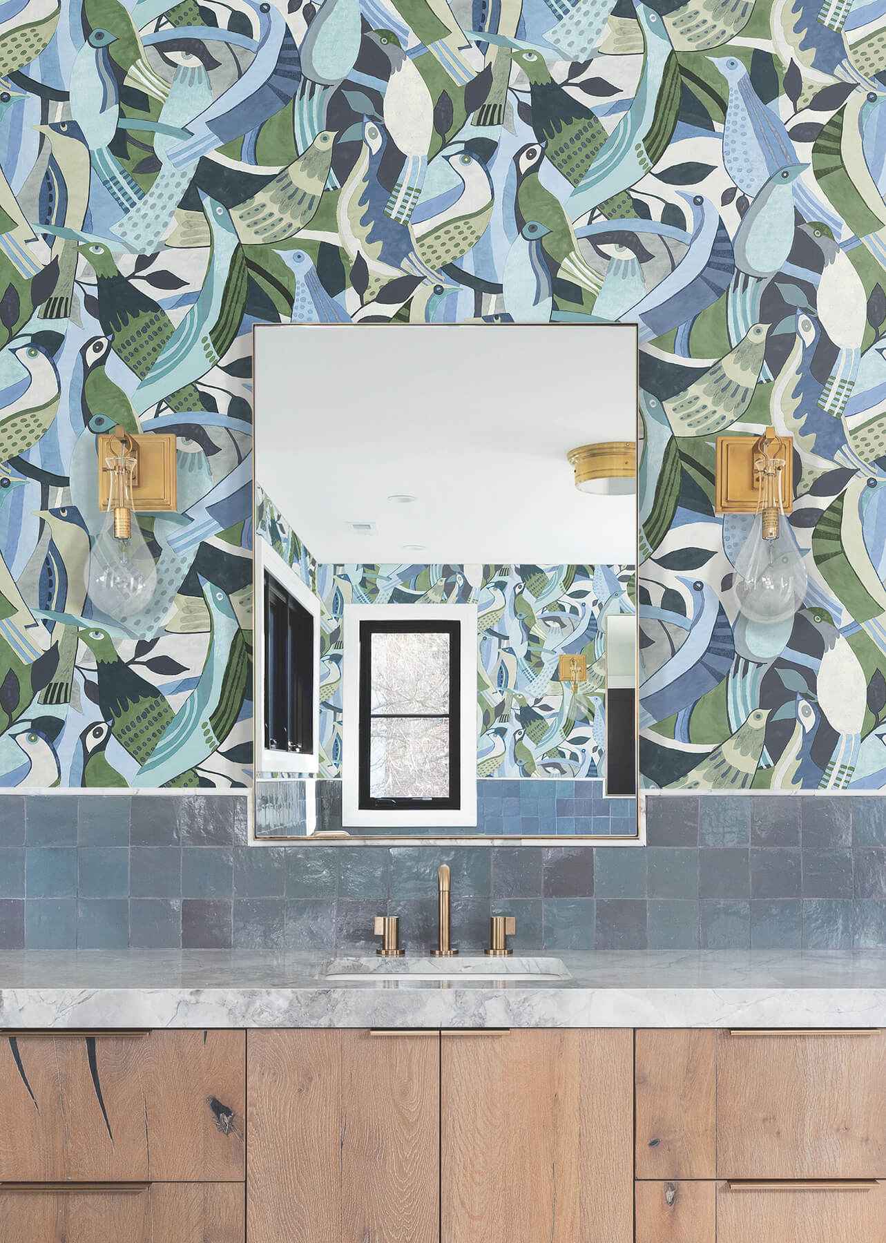 Fauvist Flock Green Abstract Peel Stick Wallpaper - York Wallcoverings - PSW1708RL - York Wallcoverings Wallpaper