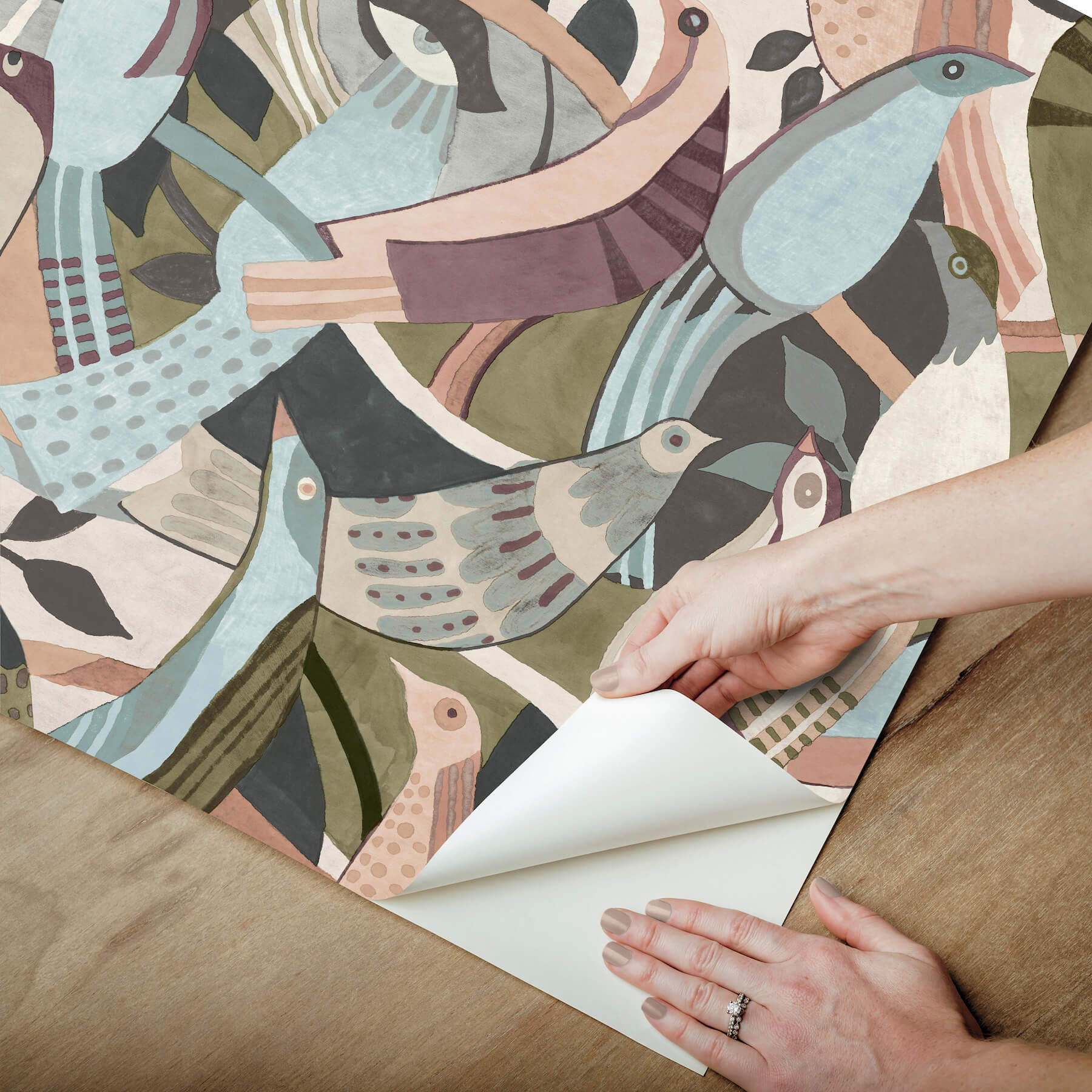 fauvist-flock-plum-abstract-peel-stick-wallpaper-york-wallcoverings-psw1709rl - York Wallcoverings Wallpaper