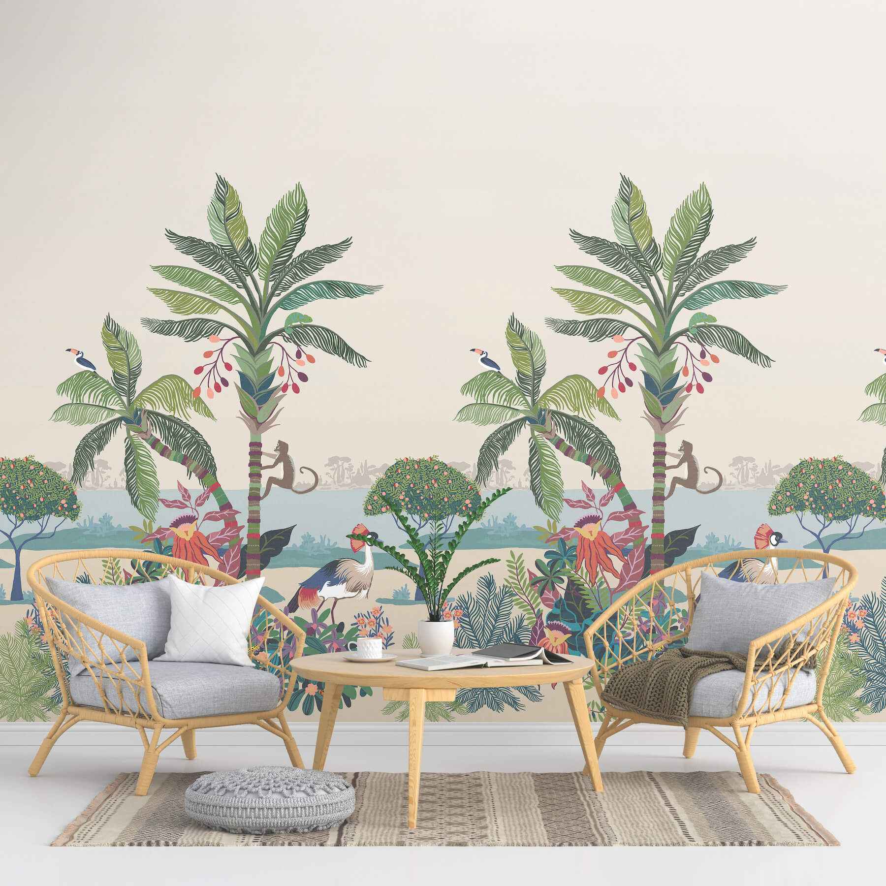 Tropical Lagoon Earthy Premium Peel and - York Wallcoverings - PSW1711M - York Wallcoverings Wallpaper