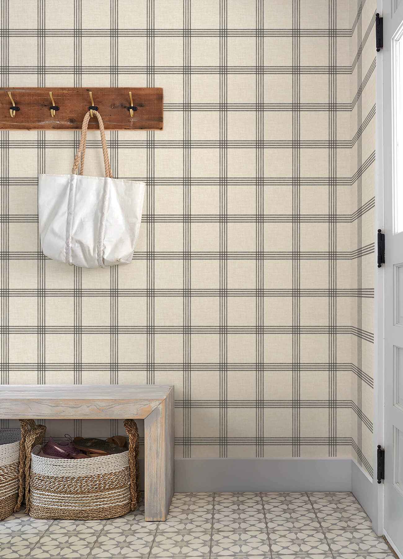 Twain Black Plaid Wallpaper - York Wallcoverings - 4192-24479 - York Wallcoverings Wallpaper