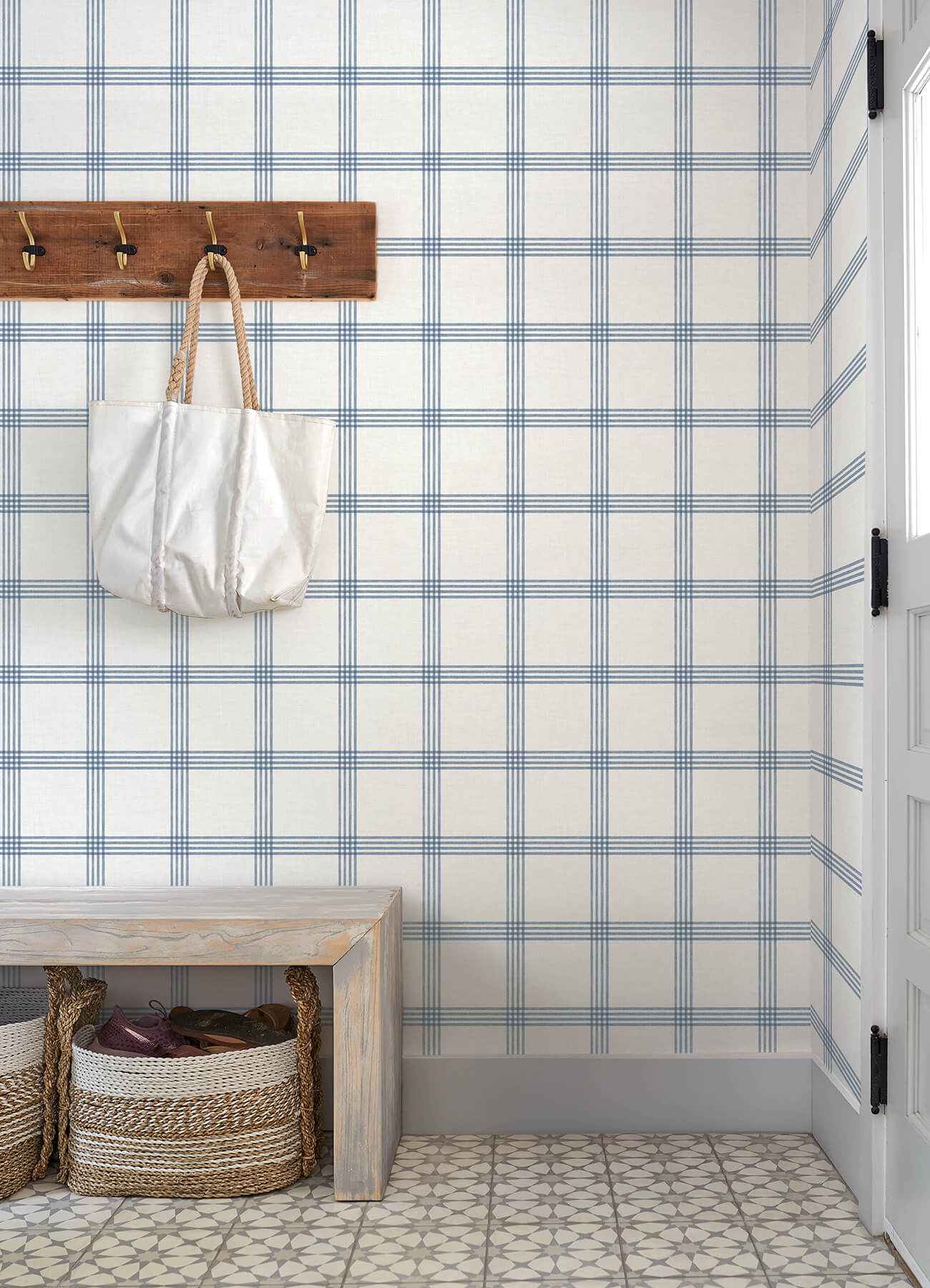 Twain Denim Plaid Wallpaper - York Wallcoverings - 4192-26993 - York Wallcoverings Wallpaper