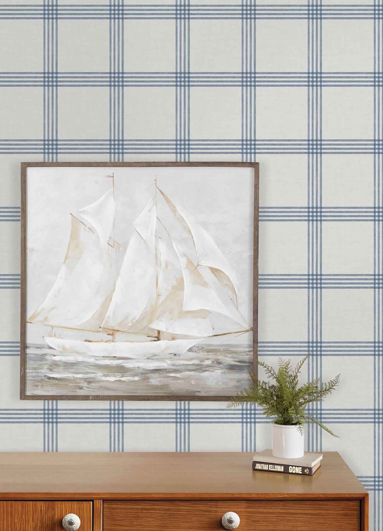 Twain Denim Plaid Wallpaper - York Wallcoverings - 4192-26993 - York Wallcoverings Wallpaper
