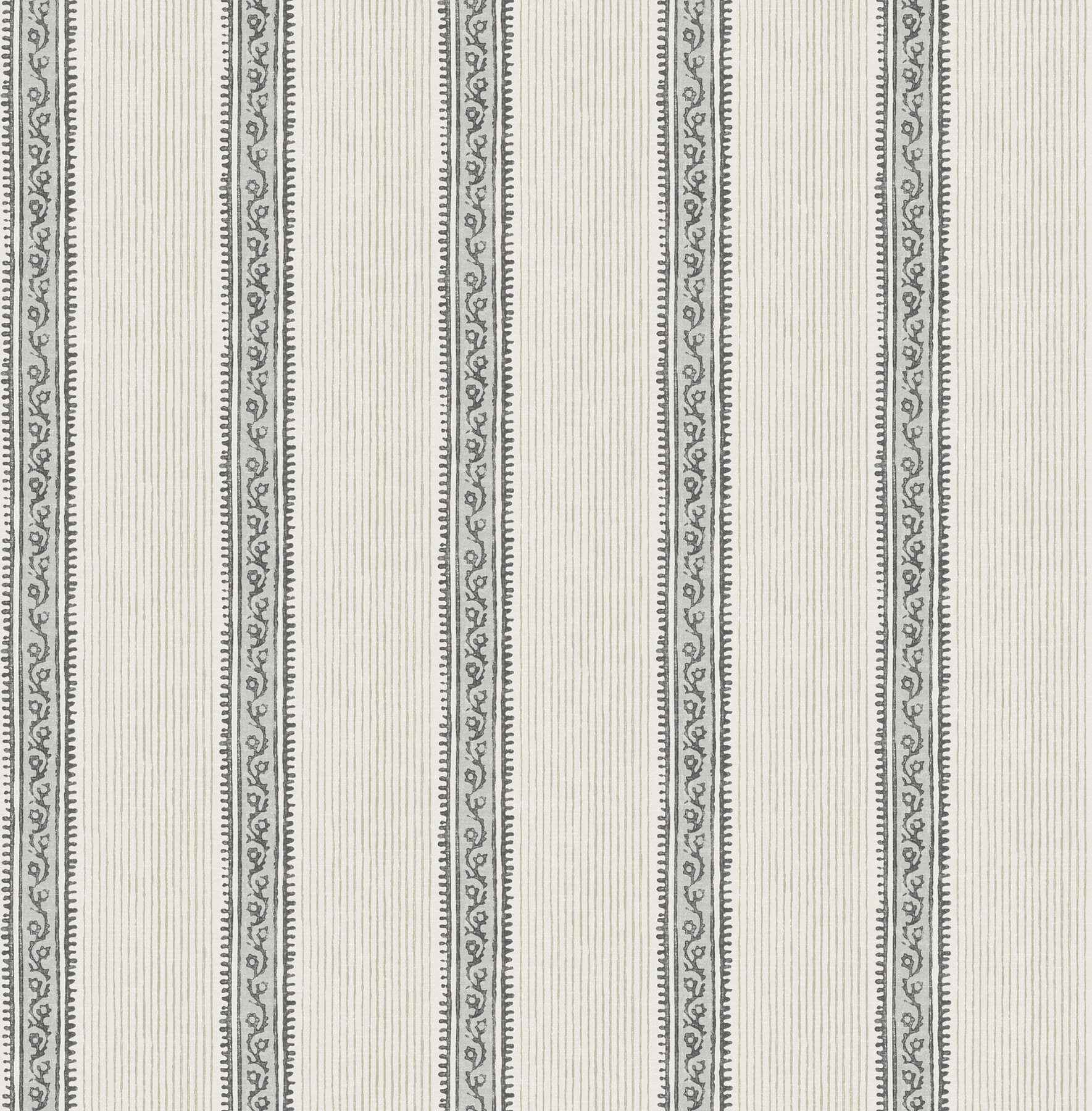 Mandevilla Black Vine Stripe Wallpaper - York Wallcoverings - 4192-27426