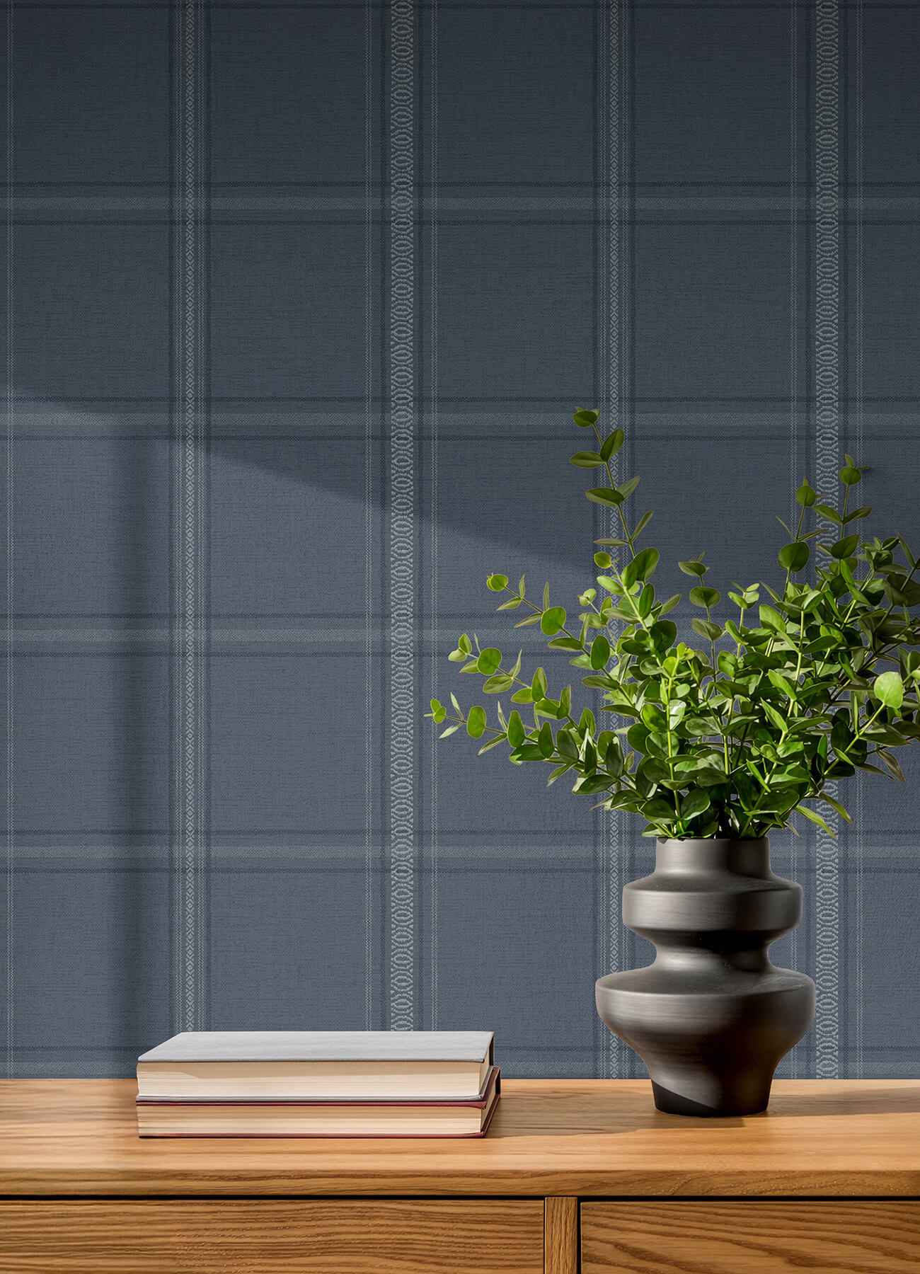 Auberge Dark Blue Plaid Wallpaper - York Wallcoverings - 4192-27605 - York Wallcoverings Wallpaper